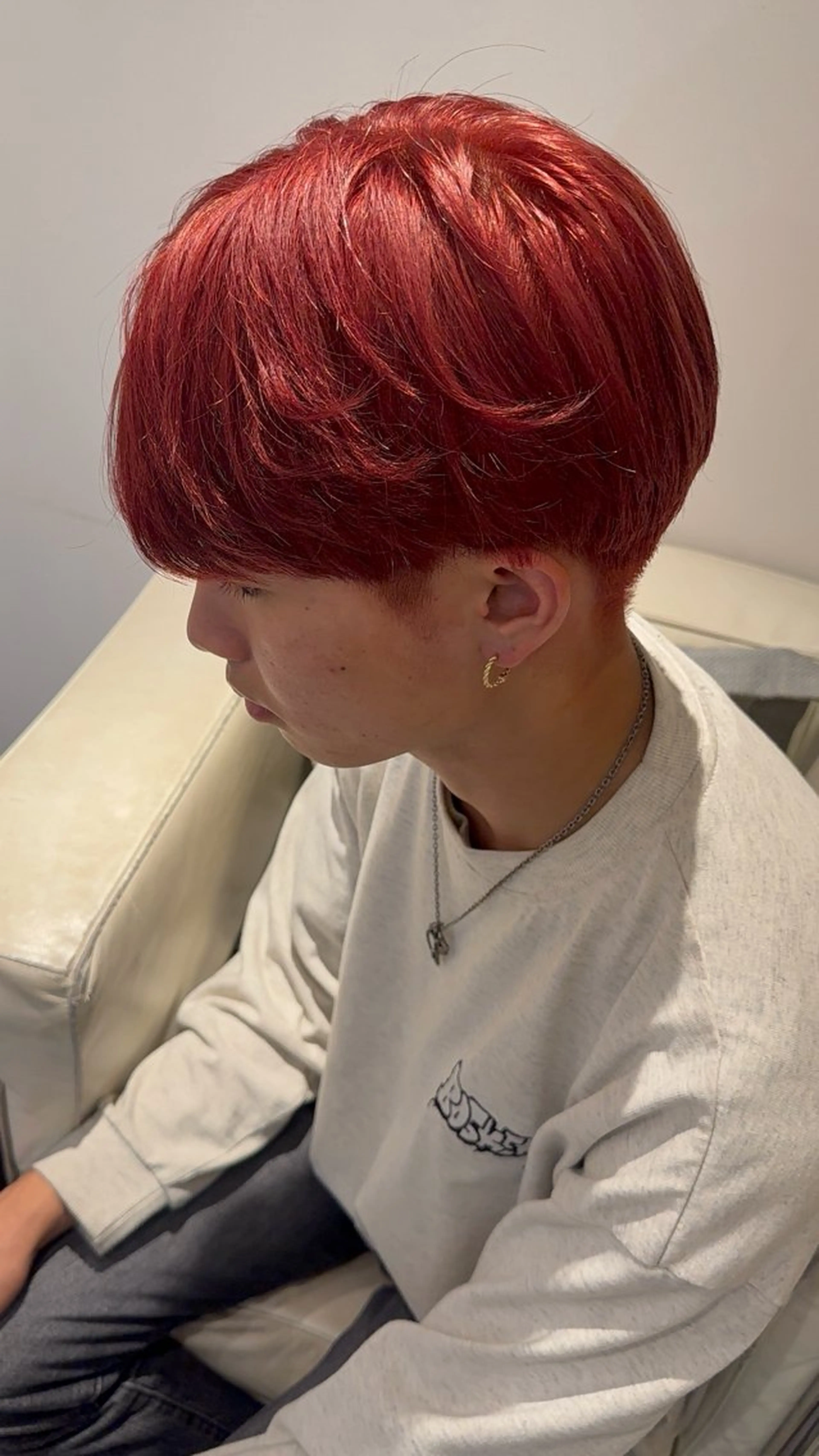 カラー メンズ レッドカラー ヘアカラー ハイトーン美容師 🤍のあ🤍のヘアスタイル