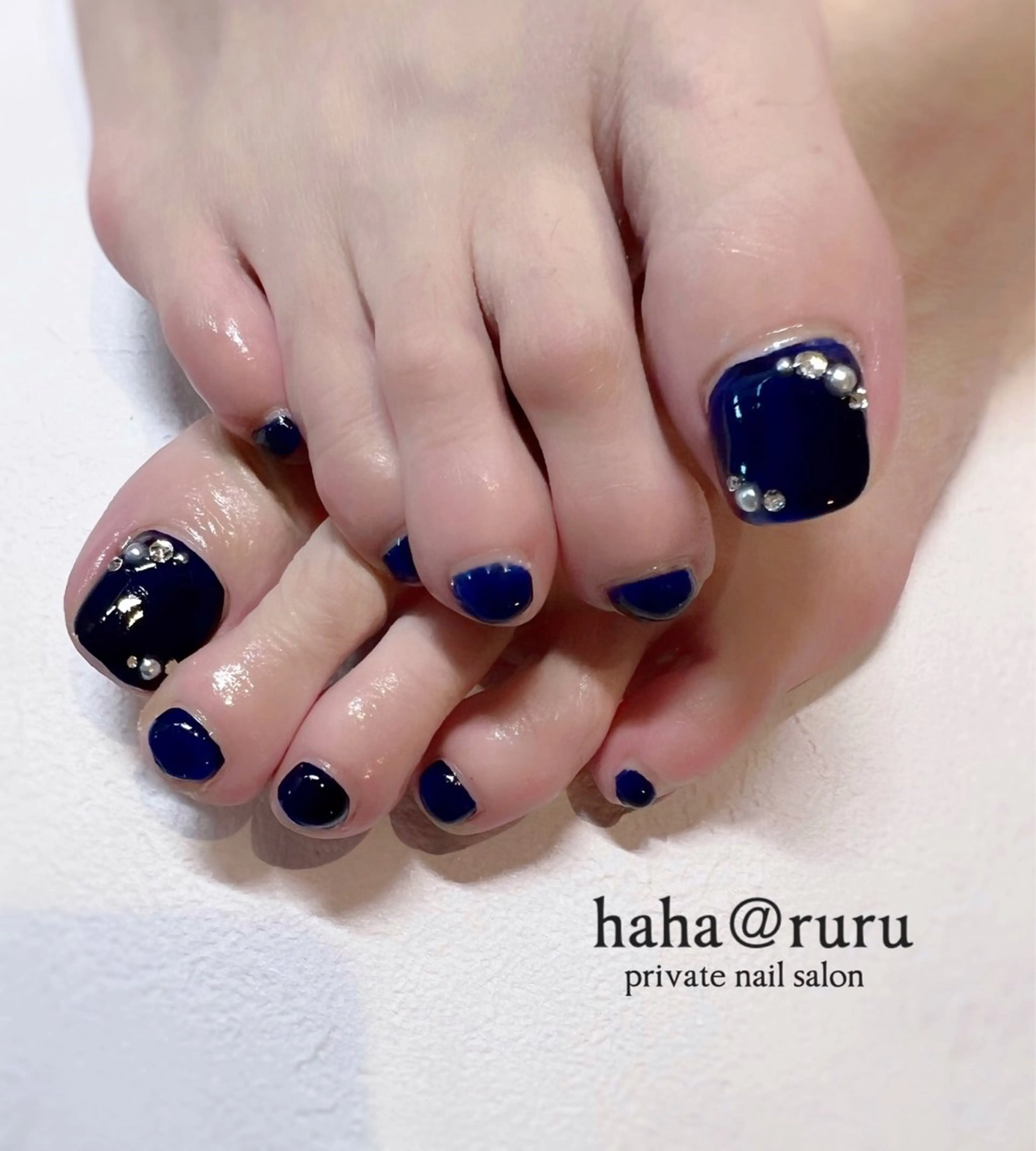 ネイル アートネイル フットネイル ネイビー haha@ ruruのネイルデザイン