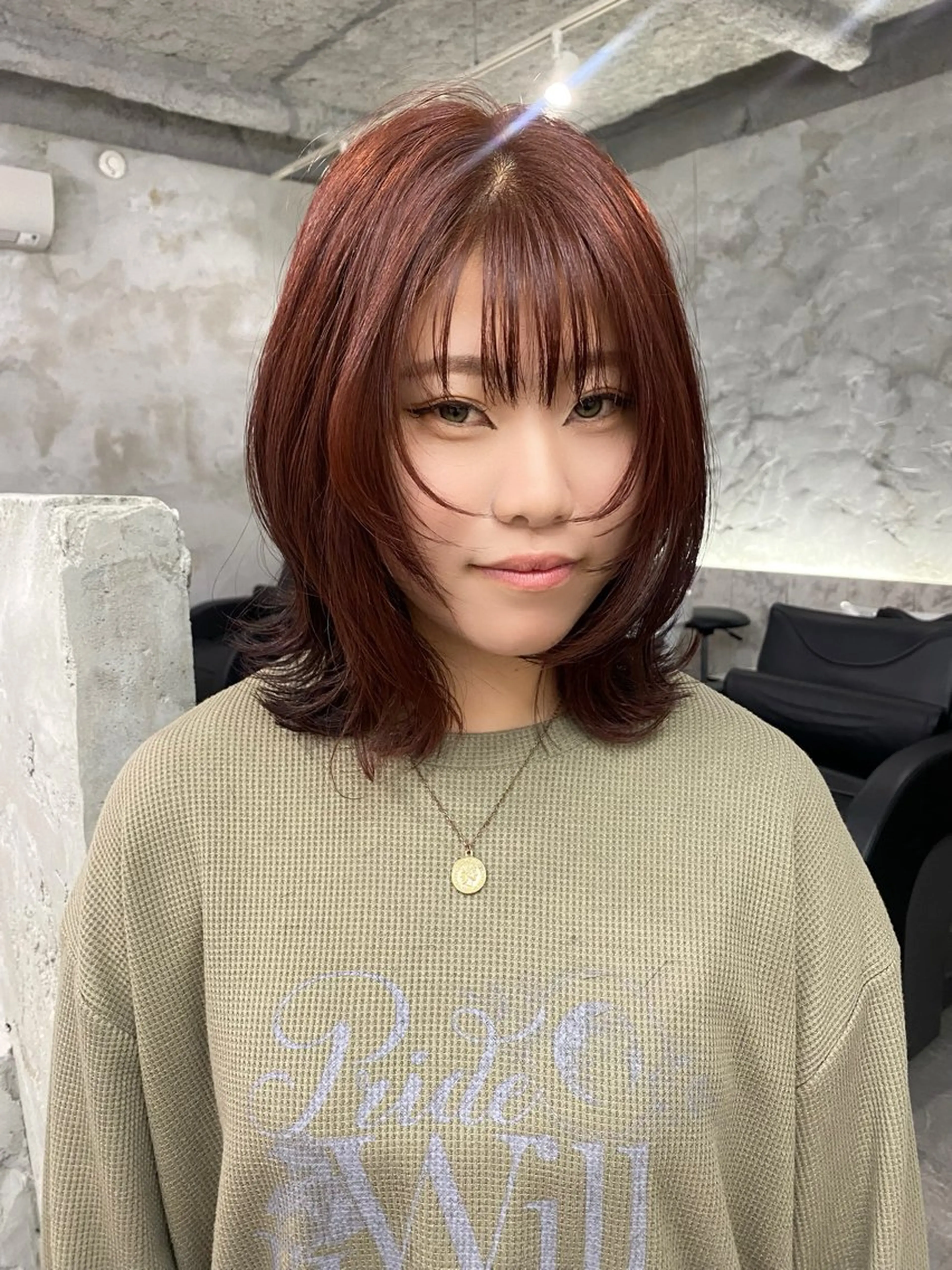 カラー オレンジ ボブ ヘアカラー KUBO HADUKIのヘアスタイル
