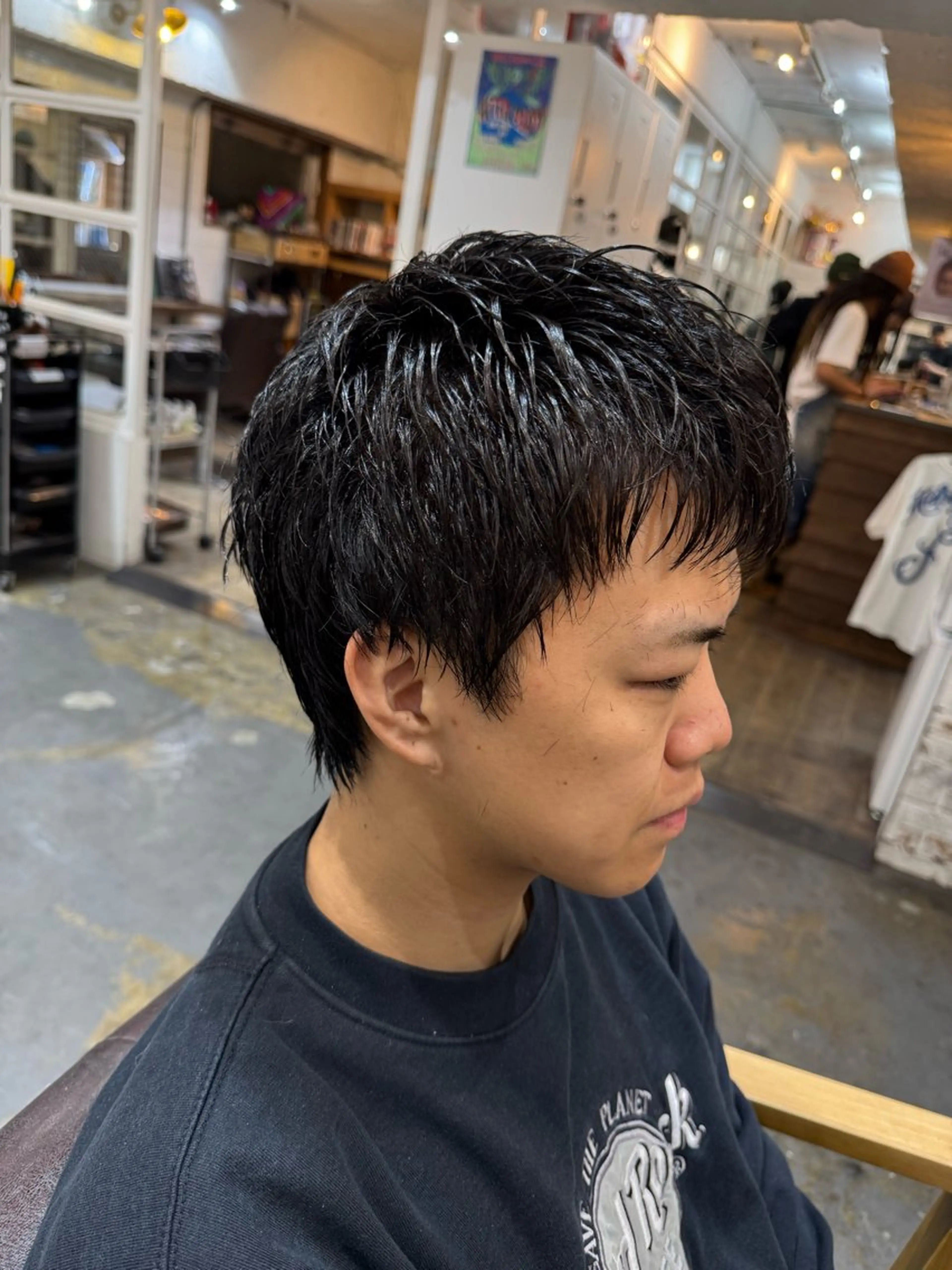 ショート メンズ センターパート ダウンパーマ フェードカット メンズハイライト メンズパーマ カット トリートメント 💈メンズ特化💈 TASUKUのヘアスタイル