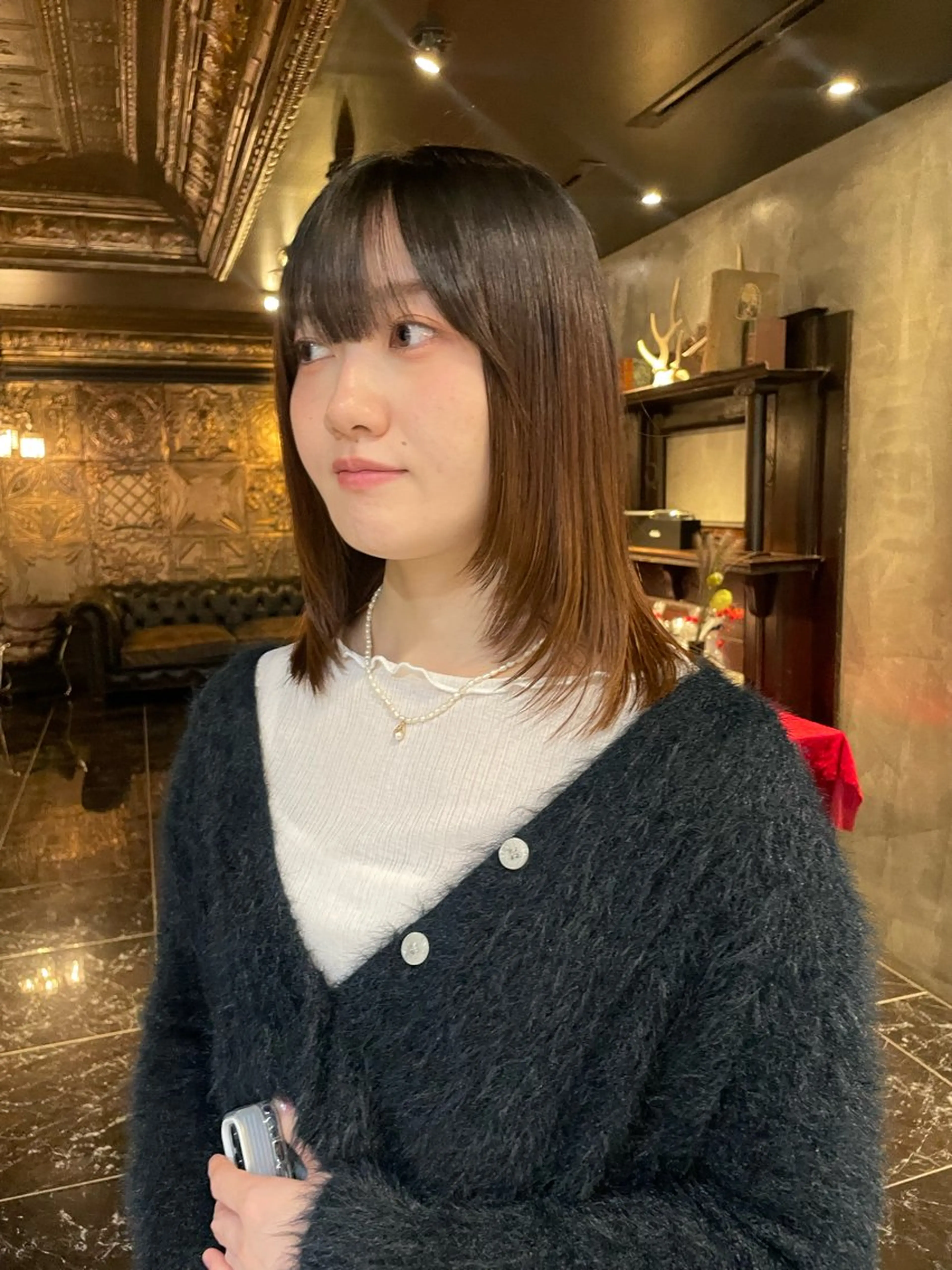 ミディアム カラー パーマ ヘアアレンジ カット トリートメント レイヤー/ 透明感カラー/マドカのヘアスタイル