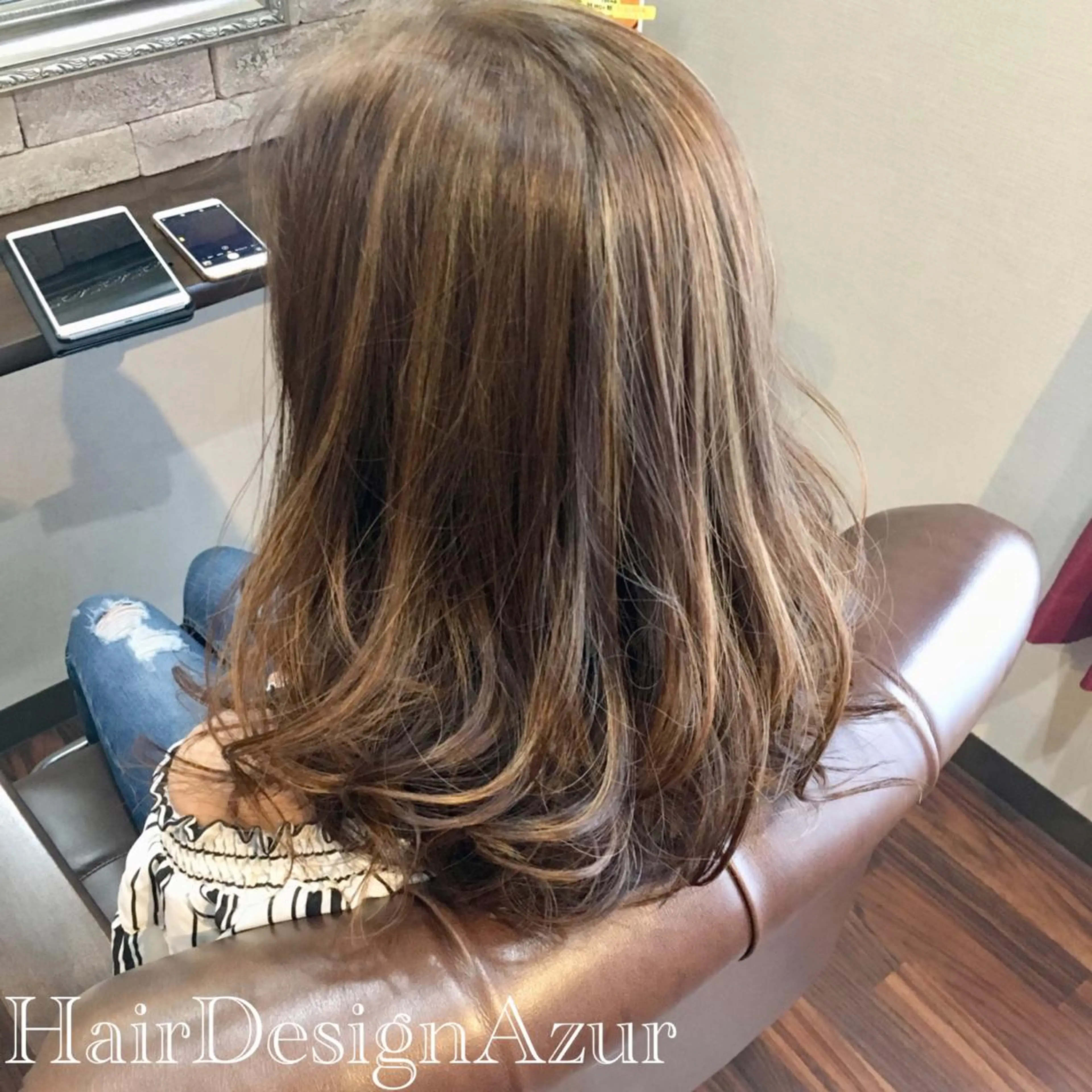 セミロング カラー HairDesign Azurのヘアスタイル