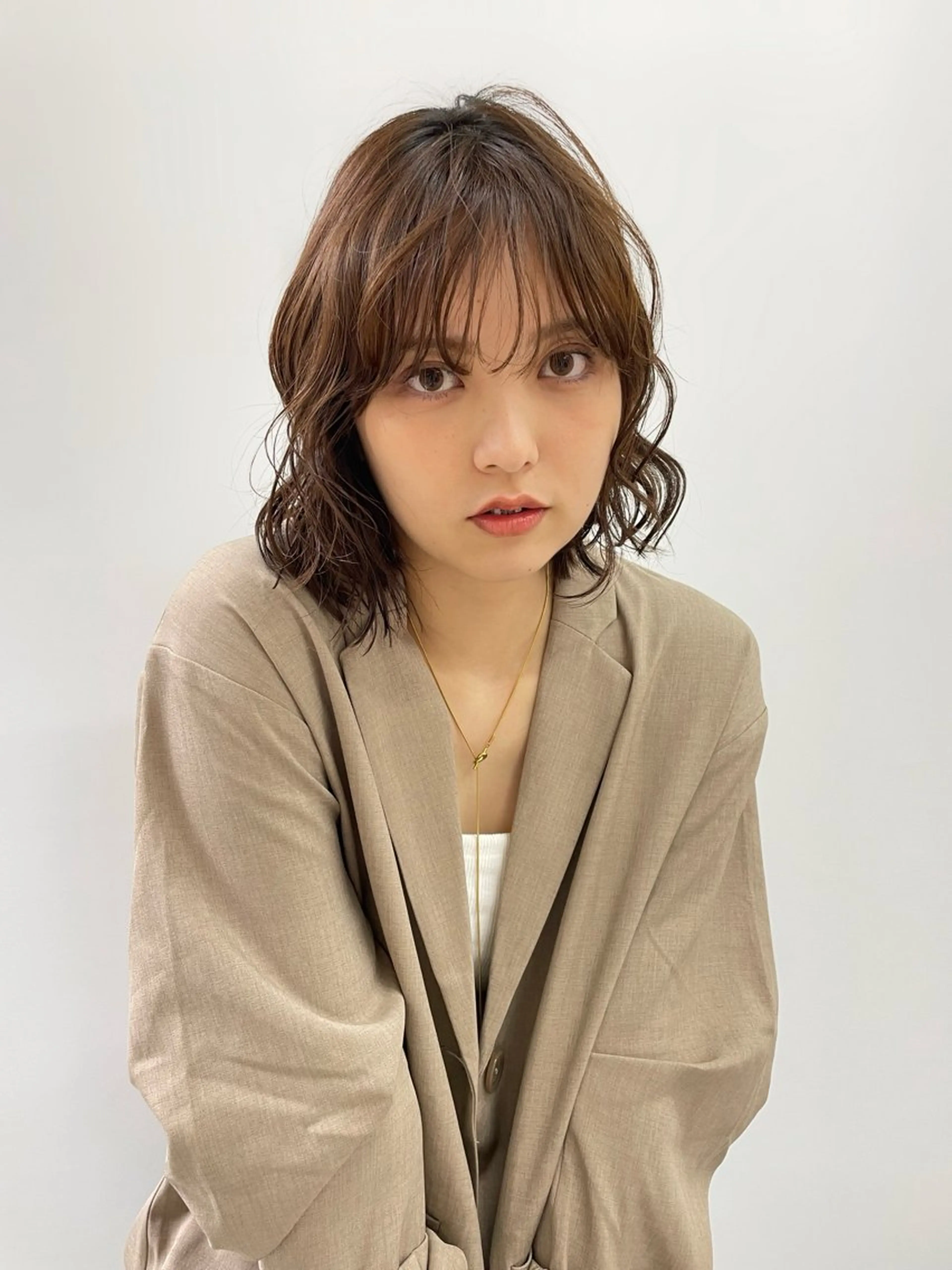 ミディアム カラー ヘアアレンジ ブラウンカラー トリートメント 🫧艶カラー×カット 🫧　harunaのヘアスタイル