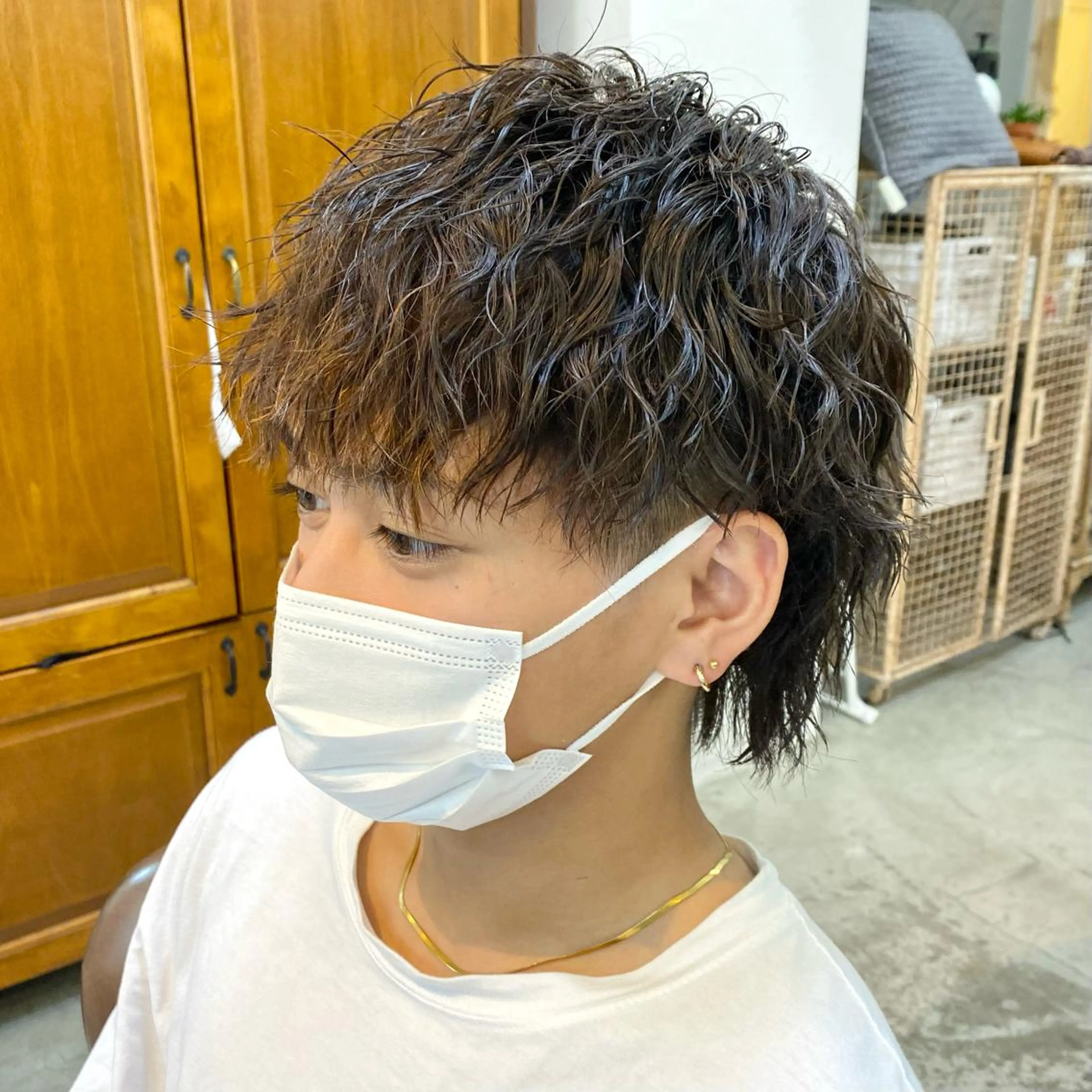 パーマ メンズ メンズウルフカット ウルフカット カット パーマ Vicke所属・メンズ特化/韓国風 ❤️‍🔥吉野あいかのヘアスタイル