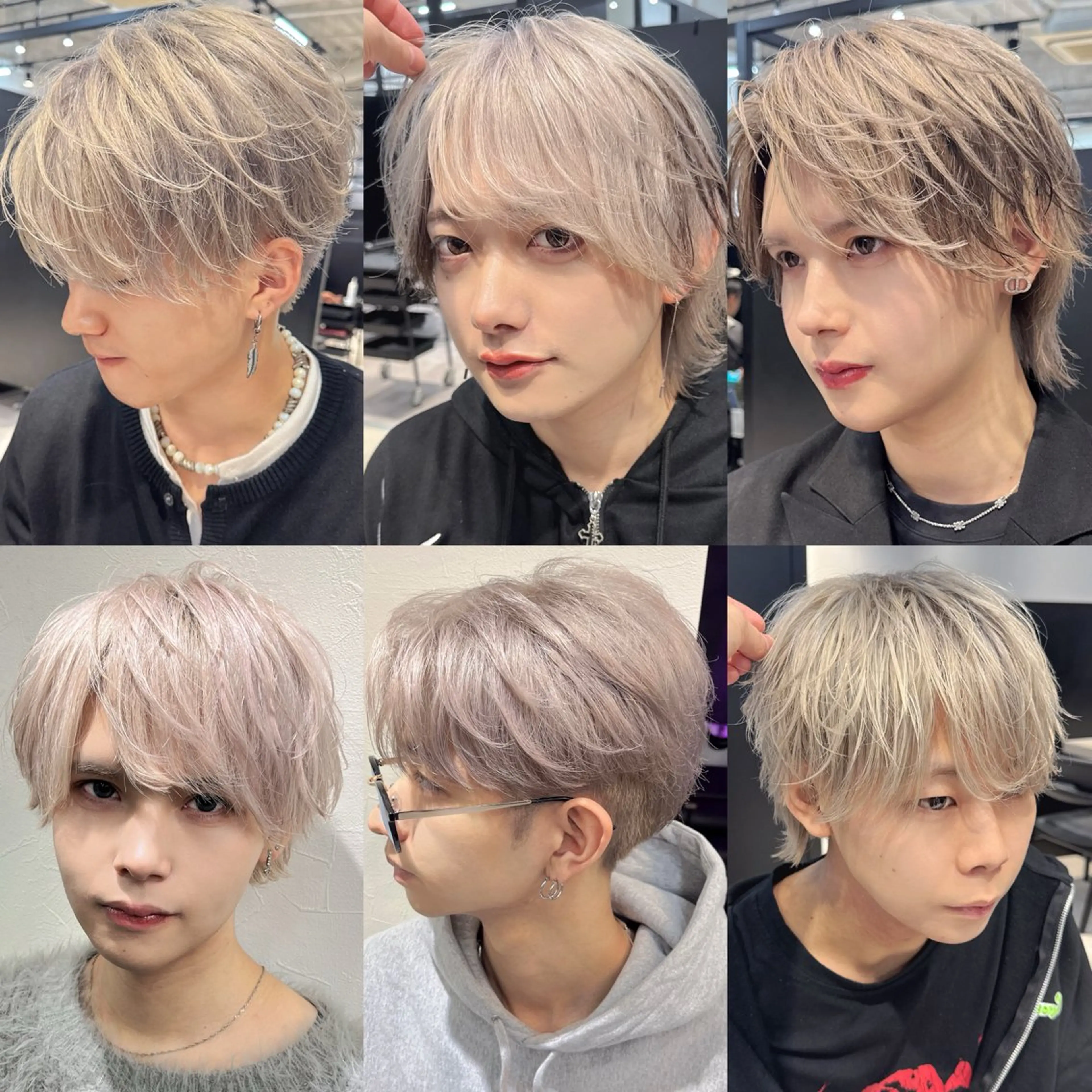 カラー メンズ メンズブリーチ センターパート メンズ就活ヘア マッシュウルフ マッシュ カット ヘアカラー メンズカットカラー 心斎橋/松平和樹のヘアスタイル