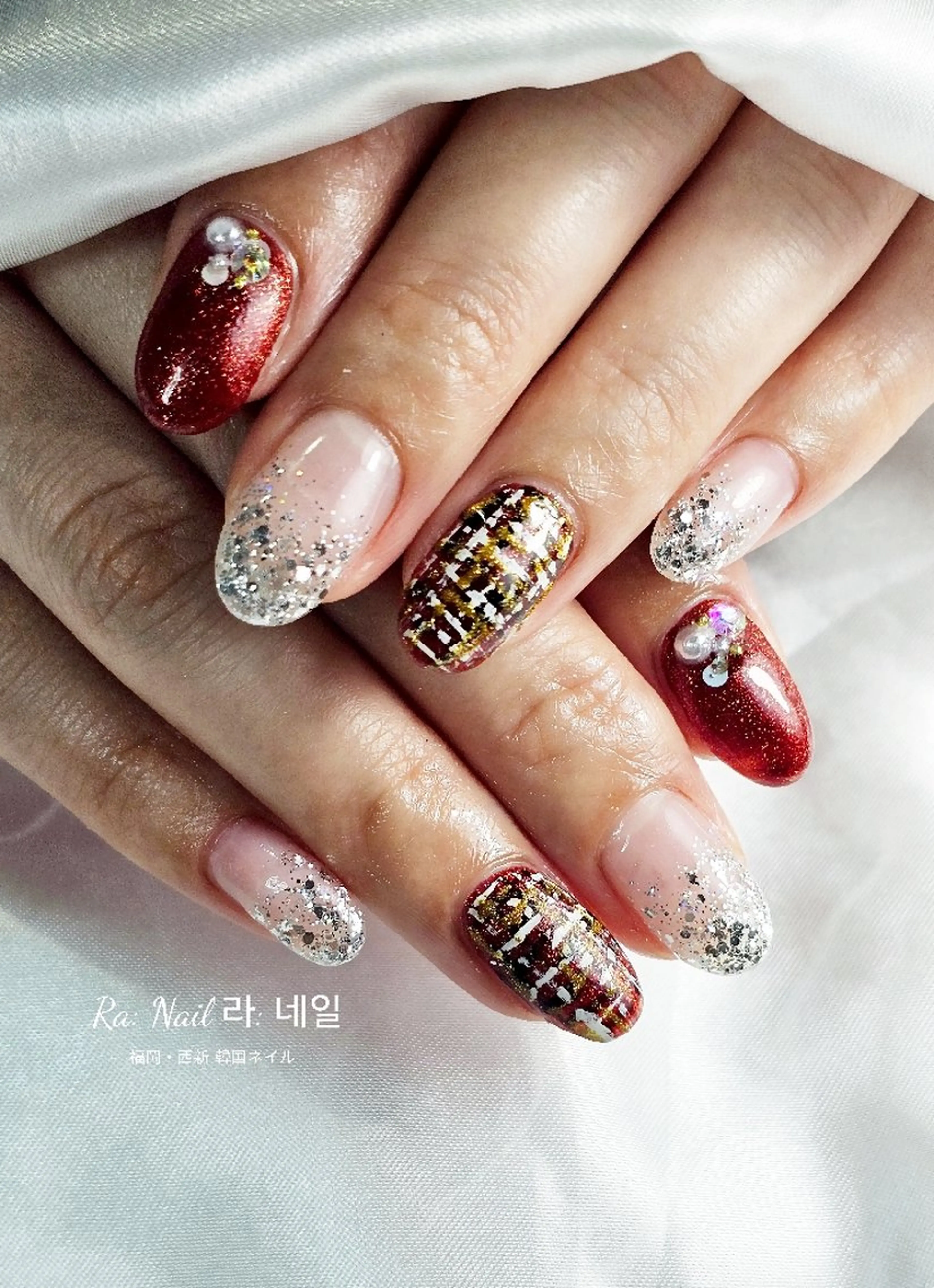 ネイル 冬ネイル クリスマス Ra: Nail所属・Ra: nail    西新 韓国ネイルのネイルデザイン