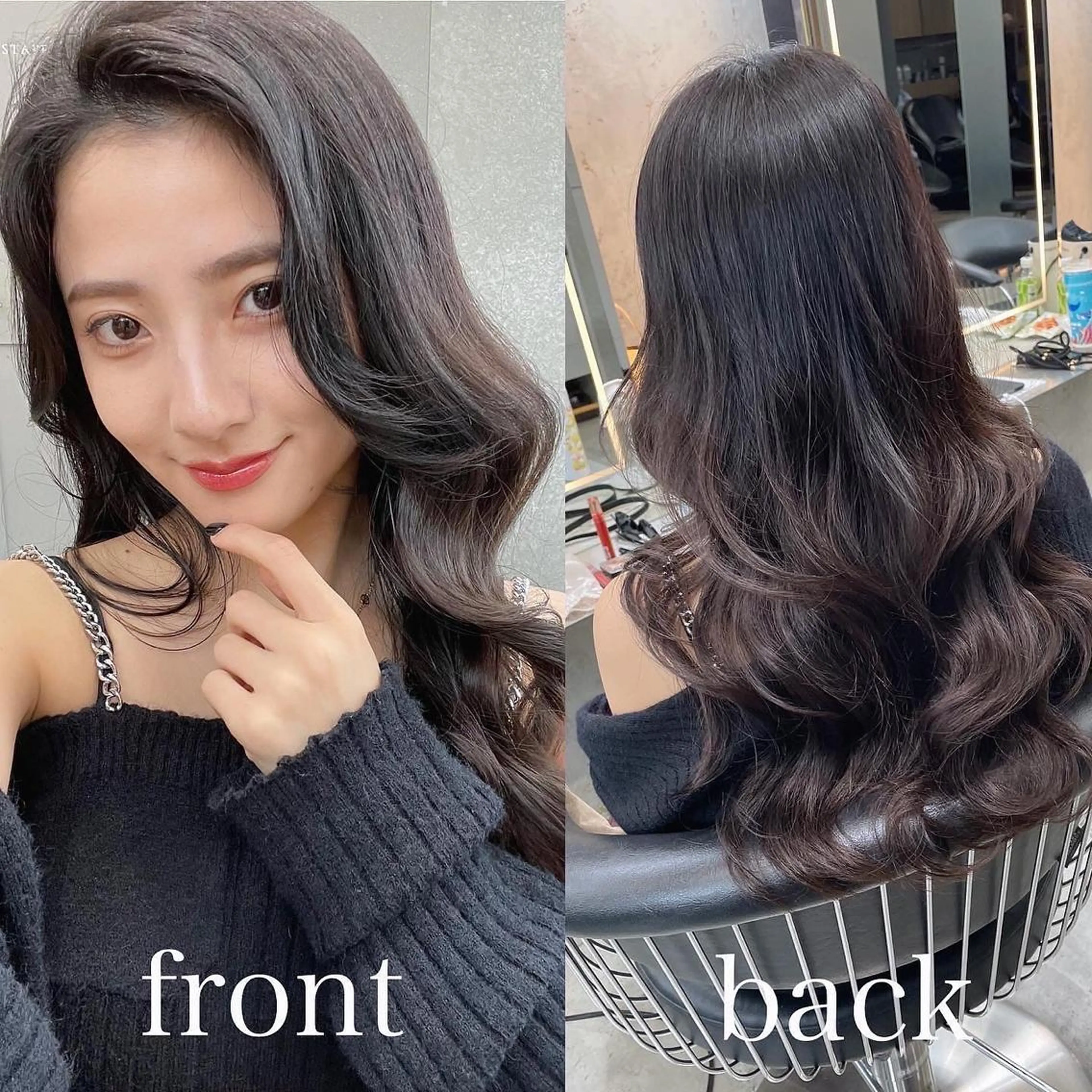 ロング カット ヘアカラー トリートメント 山本翔一郎 韓国顔周りレイヤーのヘアスタイル