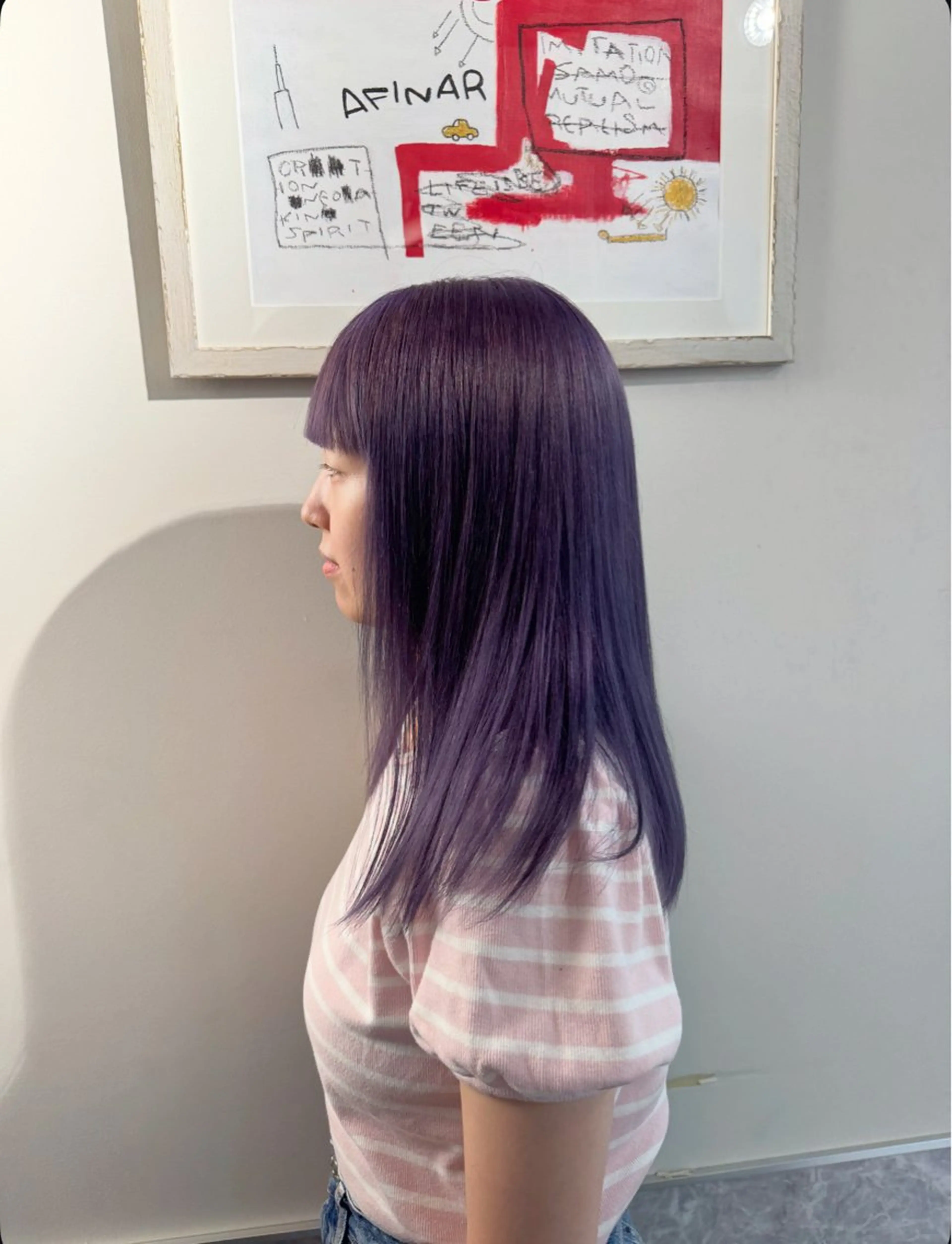 ミディアム カラー ブリーチ ケアブリーチ ラベンダーカラー ヘアカラー トリートメント ハイトーン/デザイン 新宿👩‍🦳戸羽のヘアスタイル