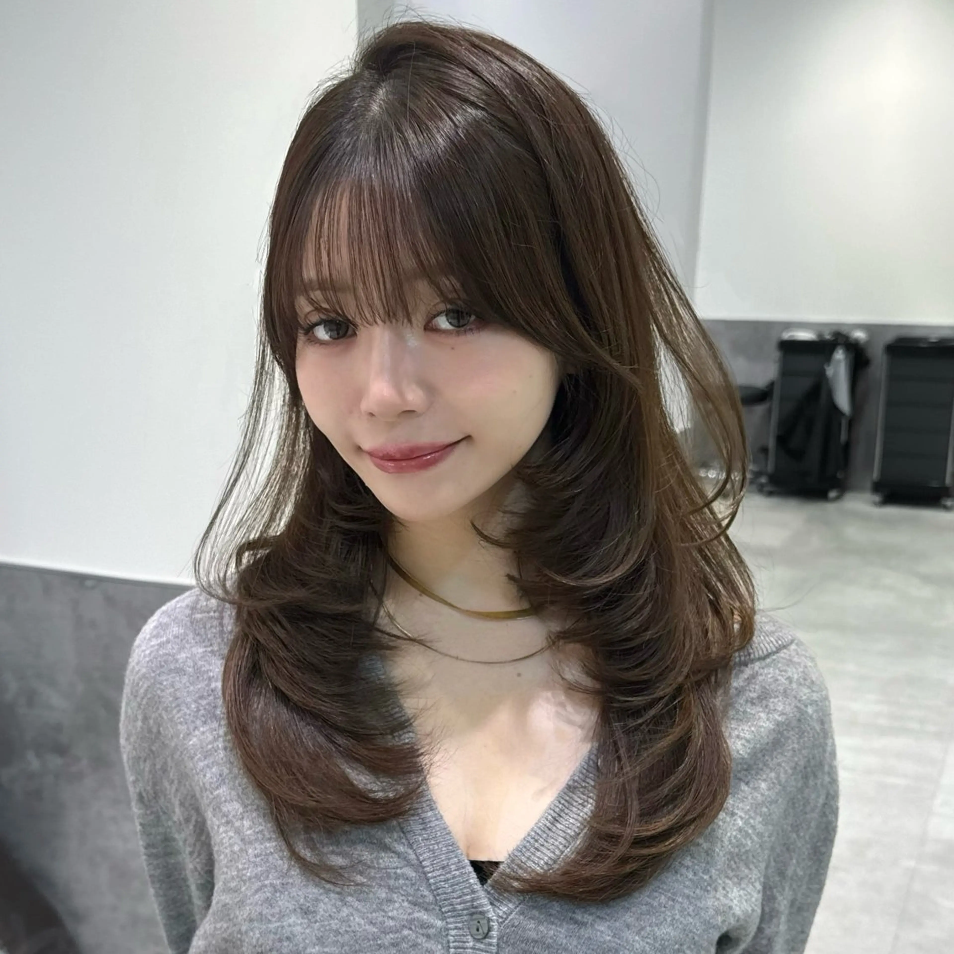 ロング カラー 顔周りカット レイヤーカット 小顔カット カット ヘアカラー トリートメント GO TODAY 原宿Verno店所属・韓国系支持率No.1 レイヤー特化/きょうのヘアスタイル