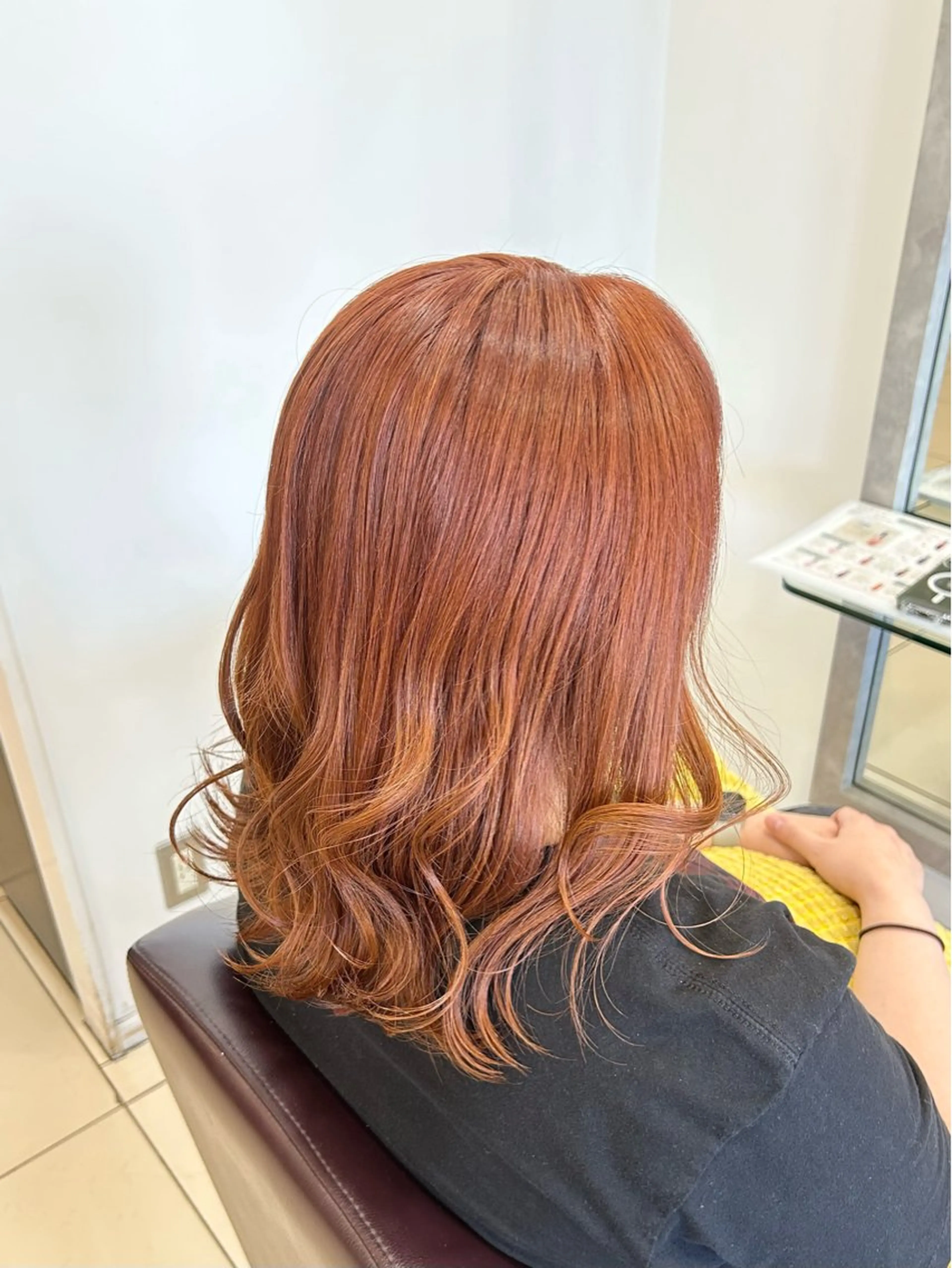 ミディアム カラー ブラウンカラー オレンジ オレンジブラウン ヘアカラー トップスタイリスト 林すずかのヘアスタイル