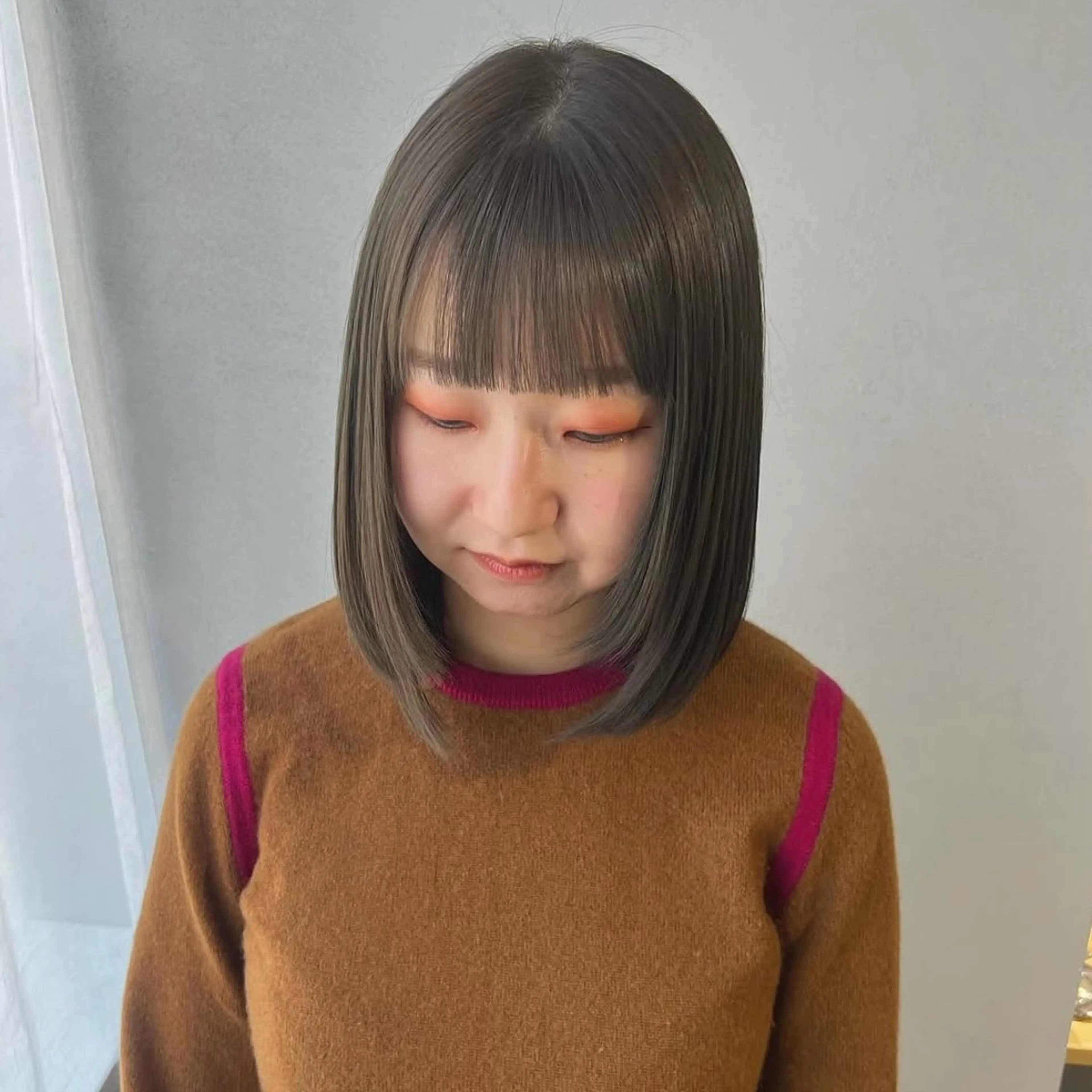 ミディアム カラー グレージュ オリーブグレージュ オリーブグレー カット ヘアカラー akane/ボブ /オリーブ/ブラウンのヘアスタイル