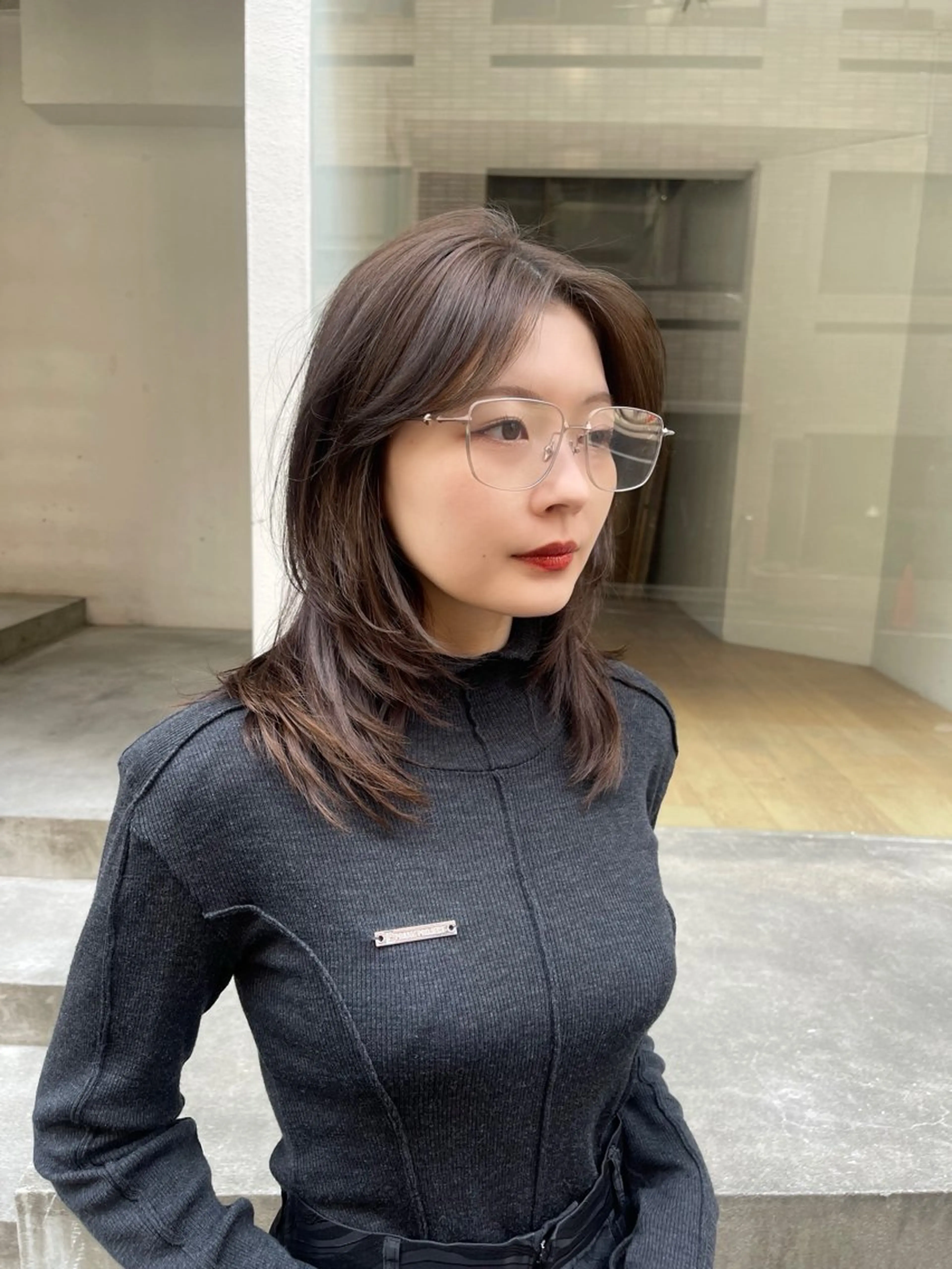 ミディアム ミディアムレイヤー レイヤーカット カット ヘアカラー トリートメント ヘッドスパ ラベンダー/レイヤー カット🤎mamiのヘアスタイル