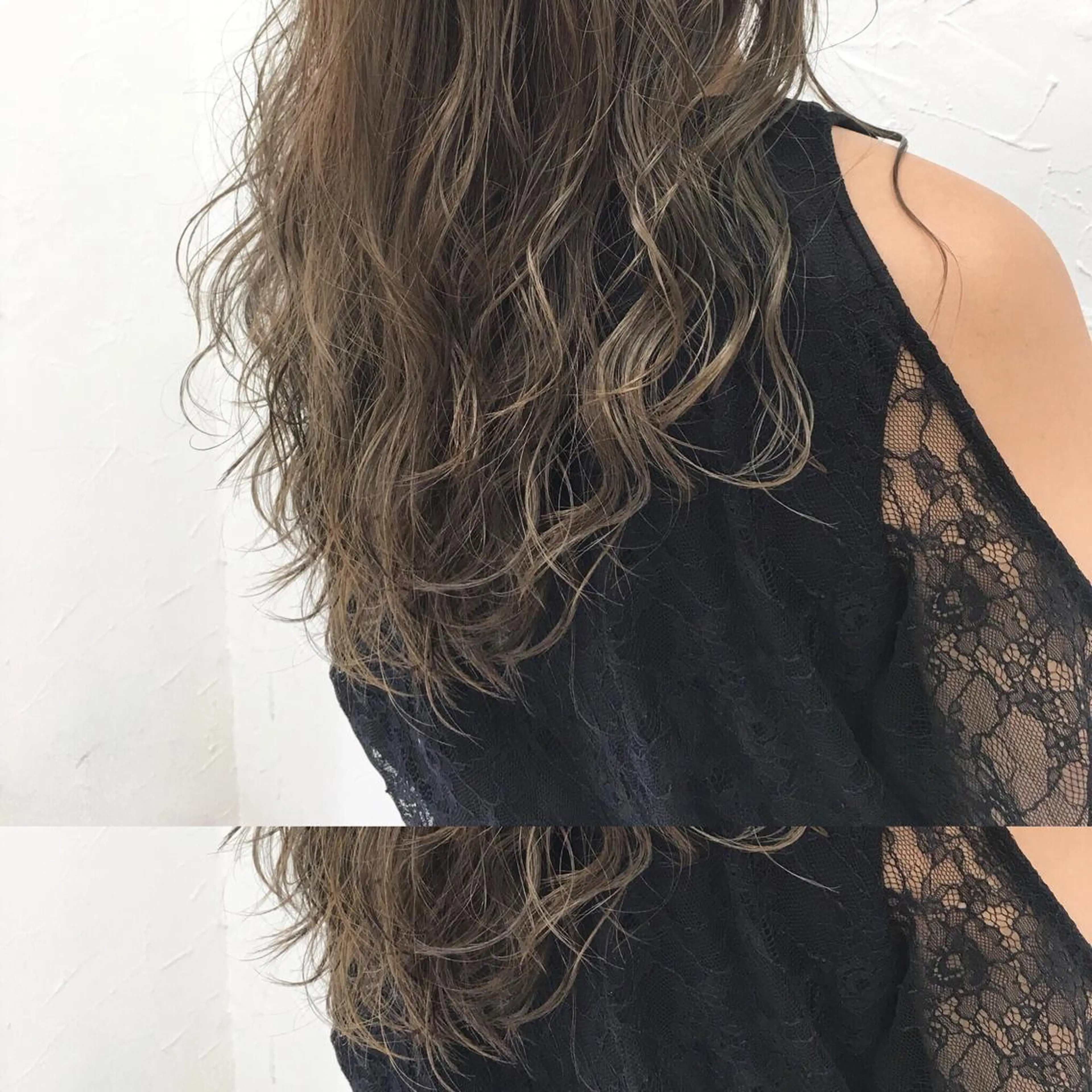 セミロング カラー グレージュ ハイライトカラー ハイライト 大人垢抜け ダブルカラーのヘアスタイル