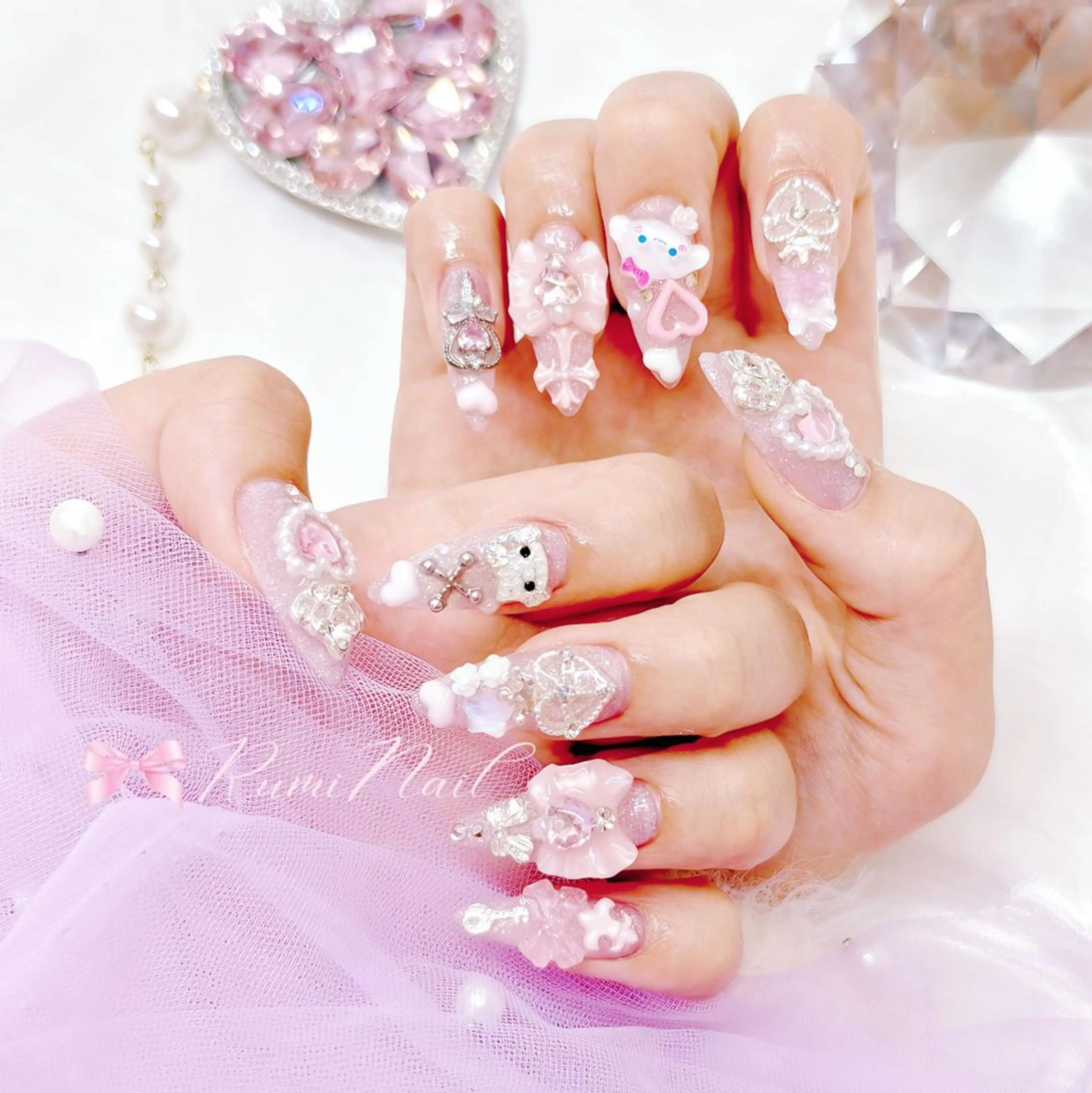 💎【期間限定】🎀パーツつけ放題10本(アートなし) ¥10980→¥7980 💎≪オフ別+1000≫の写真