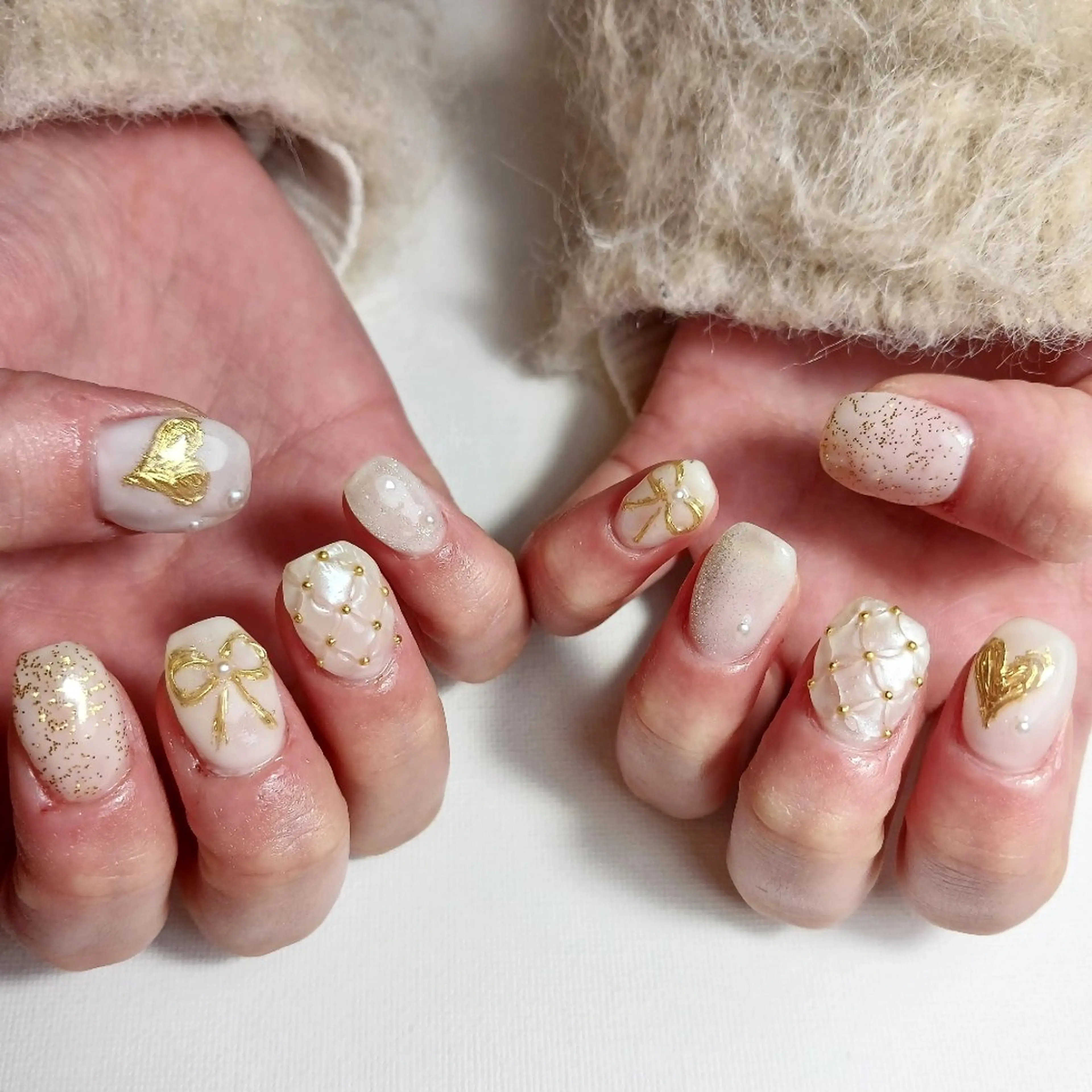 ネイル 成人式 ジェルネイル ミラーネイル 持ち込み リボン ハンドネイル owlnail /持込みデザイン専門のネイルデザイン