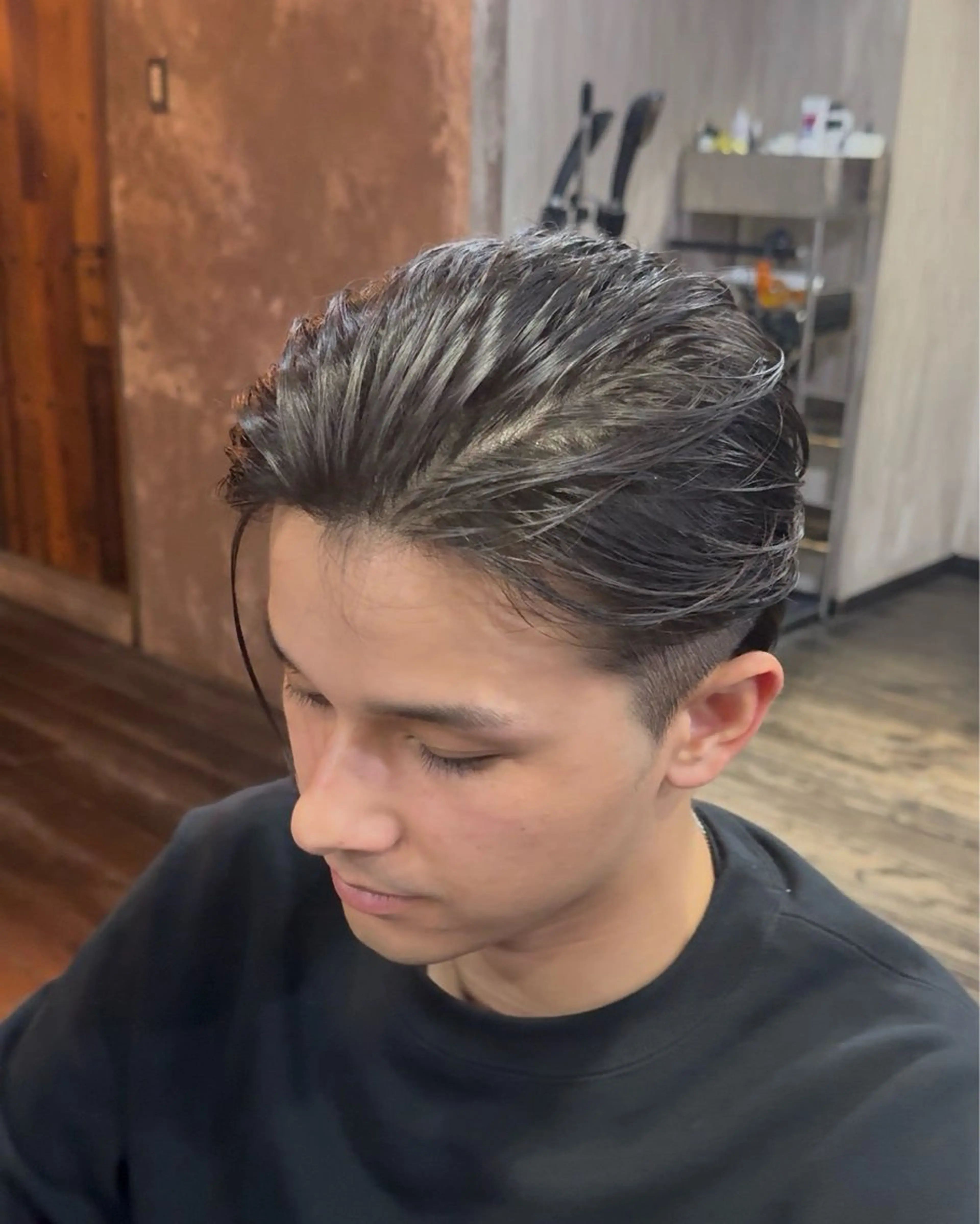 ショート メンズ オールバック カット トリートメント メンズカット/パーマ 艶カラーTAIGA︎のヘアスタイル