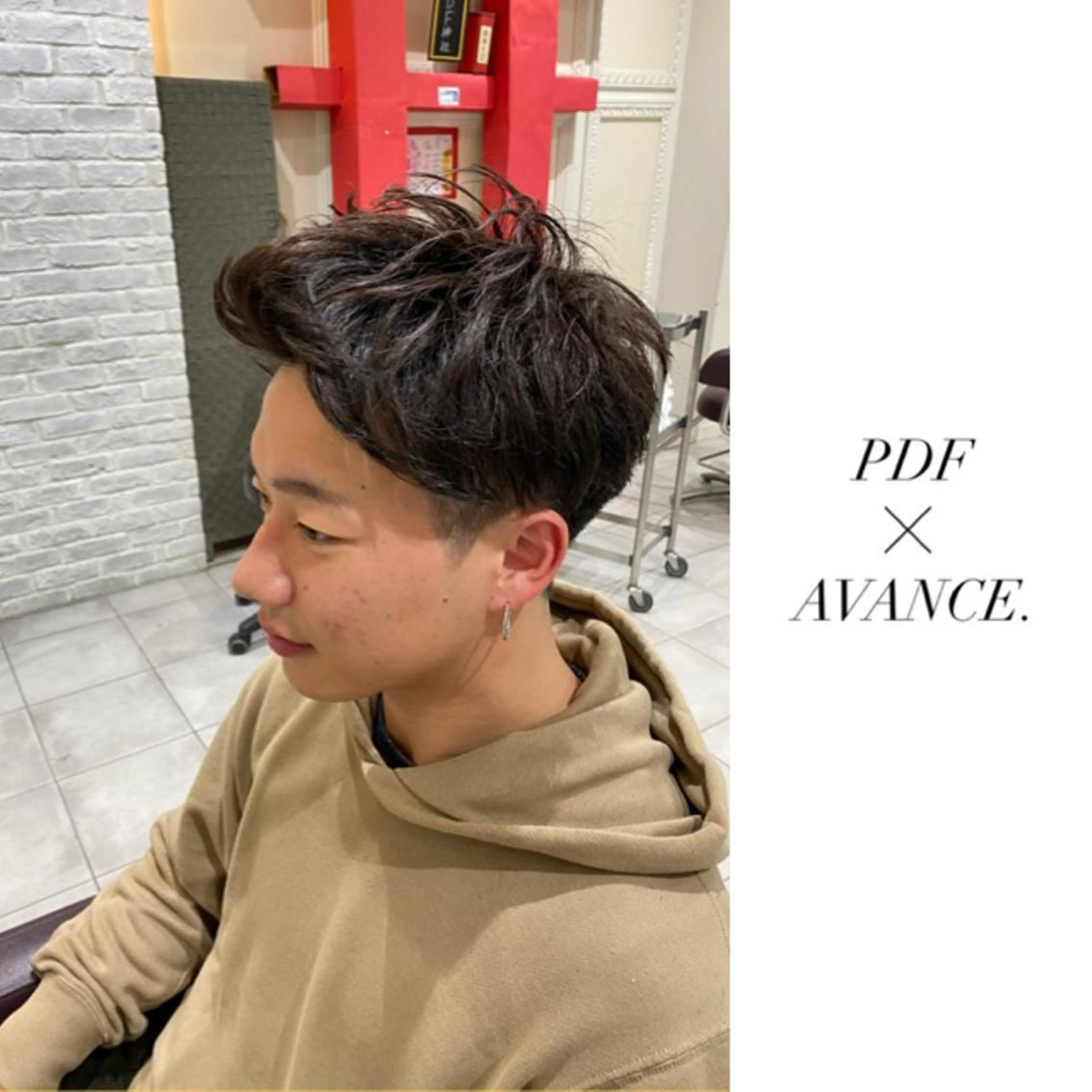 ショート カラー パーマ メンズ アップバング ツーブロック カット ヘアカラー パーマ トリートメント ヘッドスパ AVANCE.難波 店長 松元のヘアスタイル