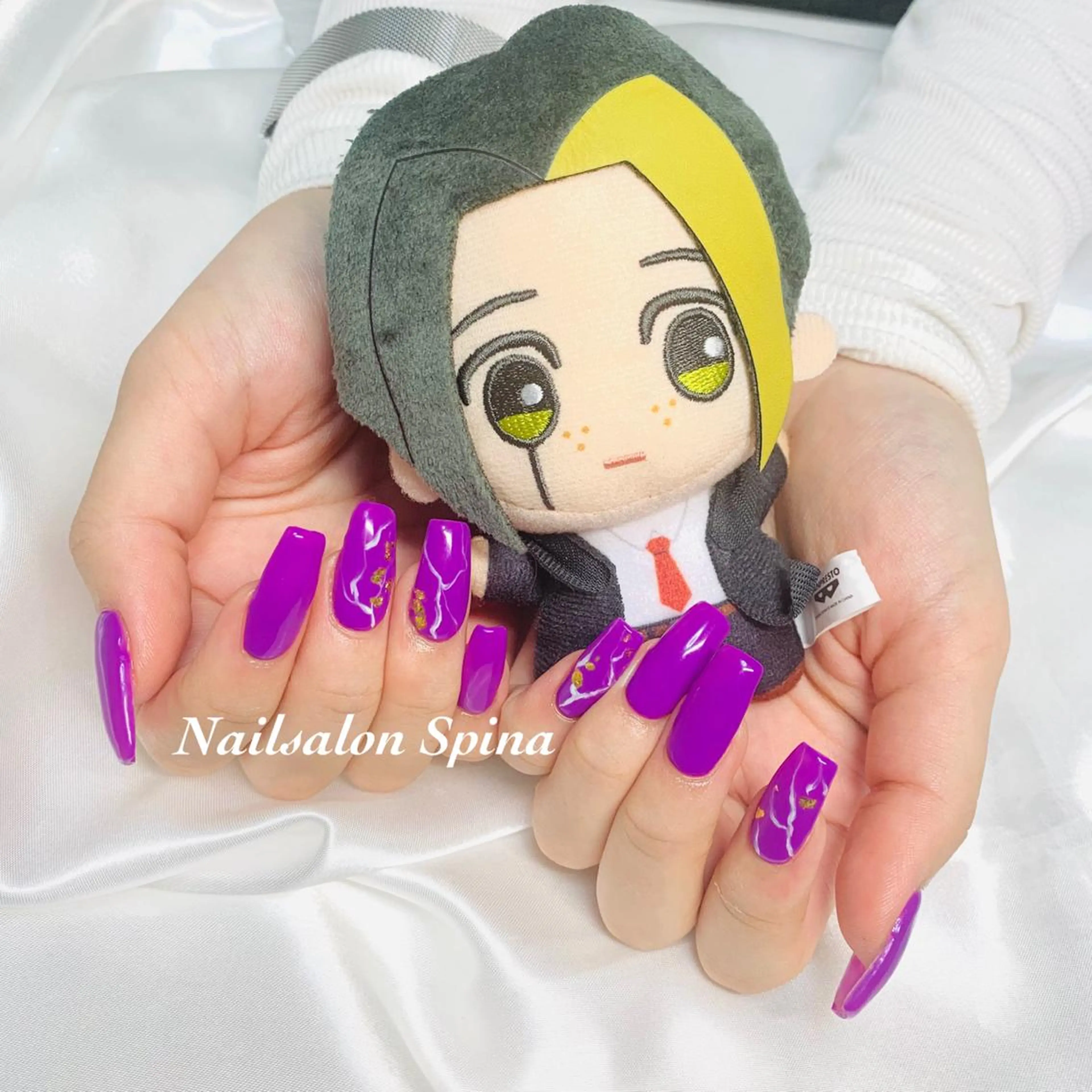ネイル ジェルネイル 大理石ネイル(マーブル) パラジェル パープル スカルプネイル Nailsalon Spina 琴美のネイルデザイン