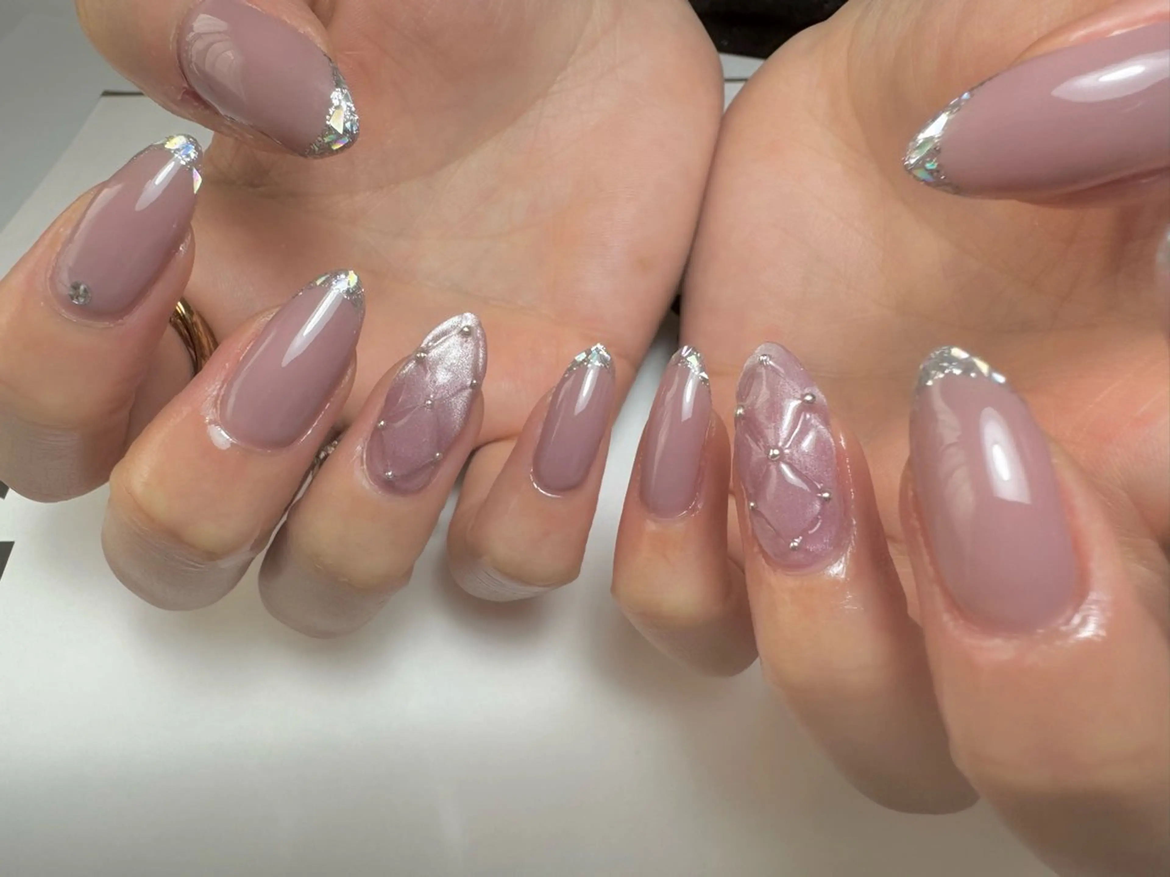 ネイル フレンチネイル ガラスフレンチ 白日-hakubi nail-のネイルデザイン