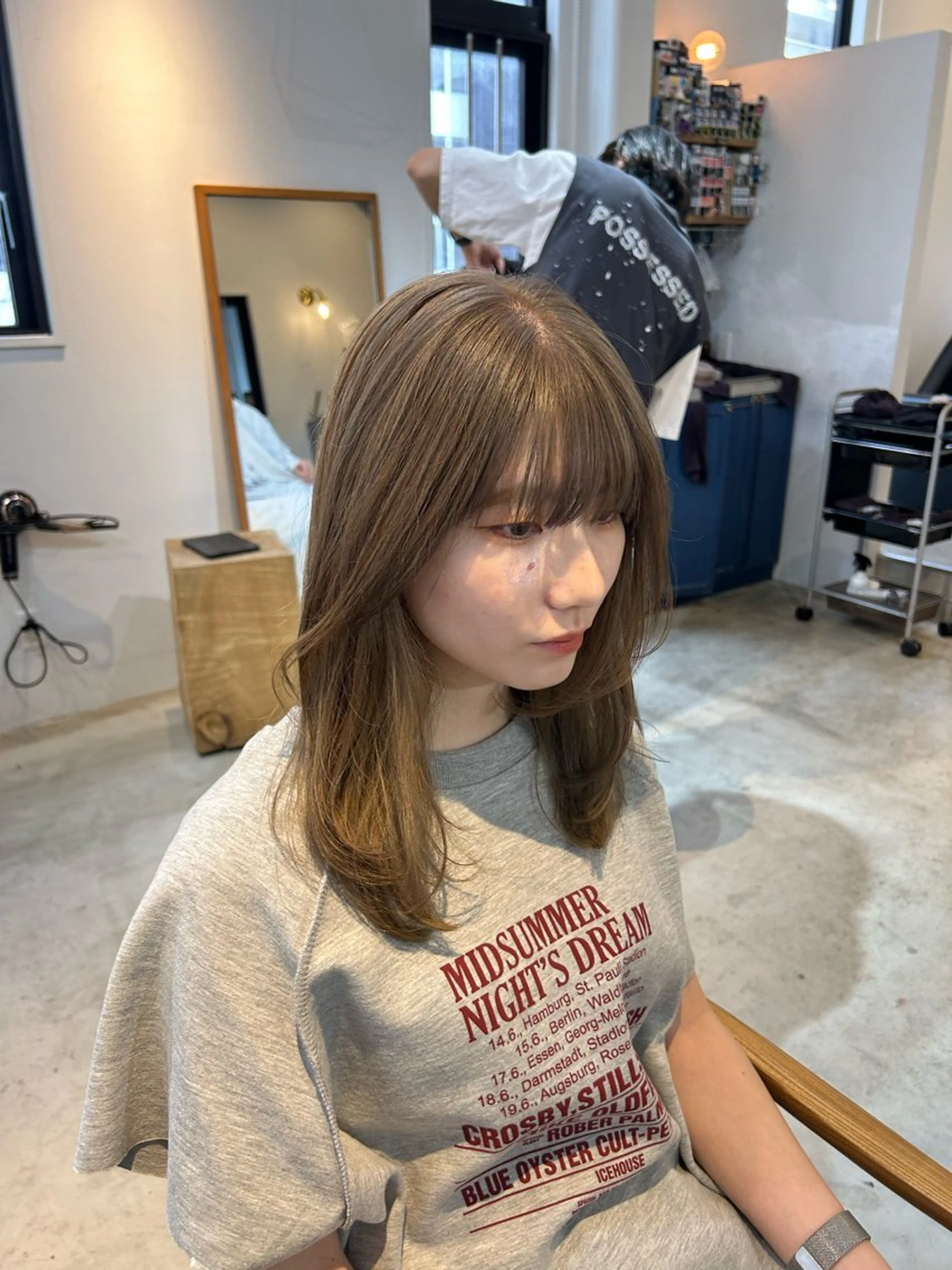 セミロング ヘアカラー 透明感カラー/ 顔周りカット🎀メイのヘアスタイル