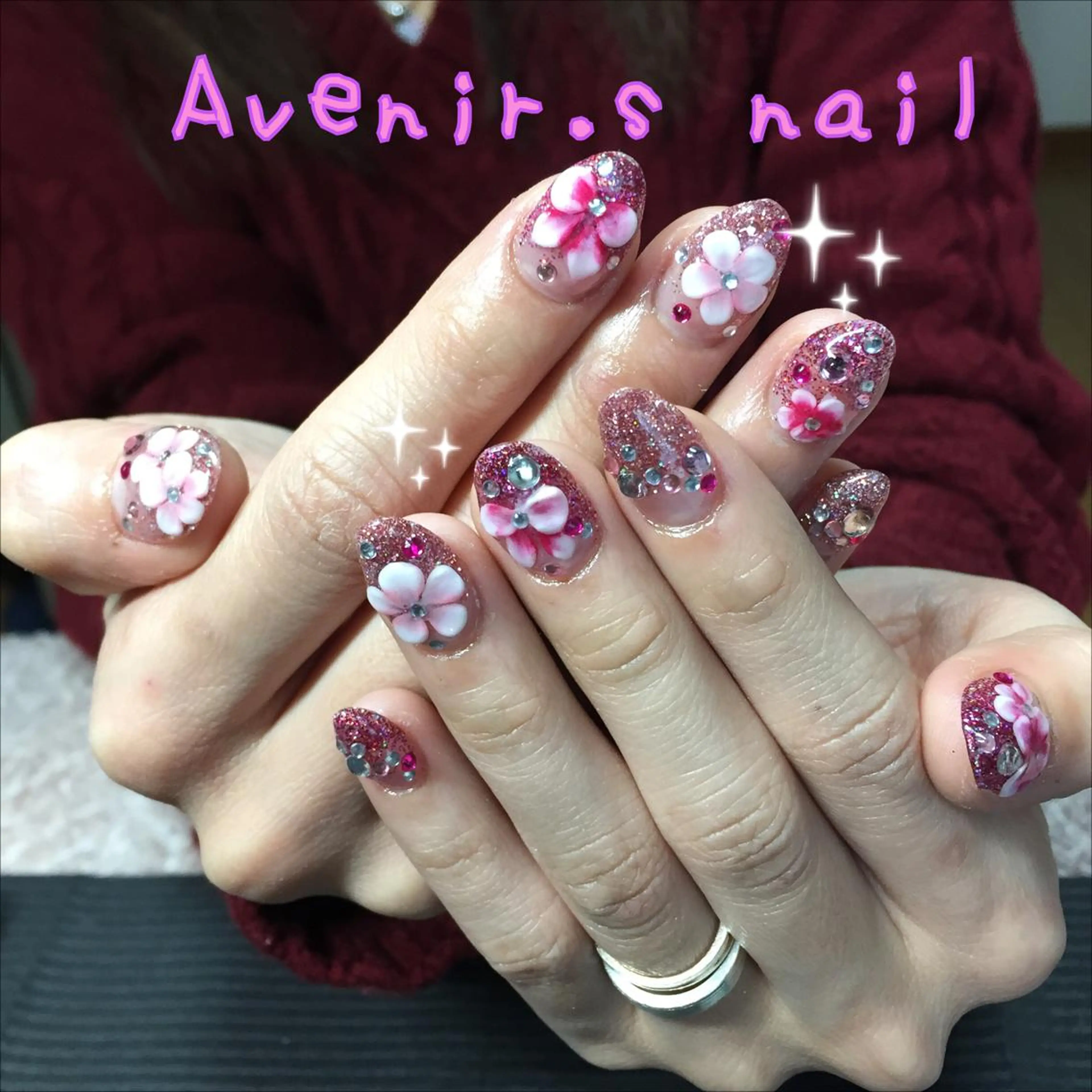 ネイル ラメ(グリッター) ラメグラデーション スカルプネイル Home Salon Avenir.のネイルデザイン