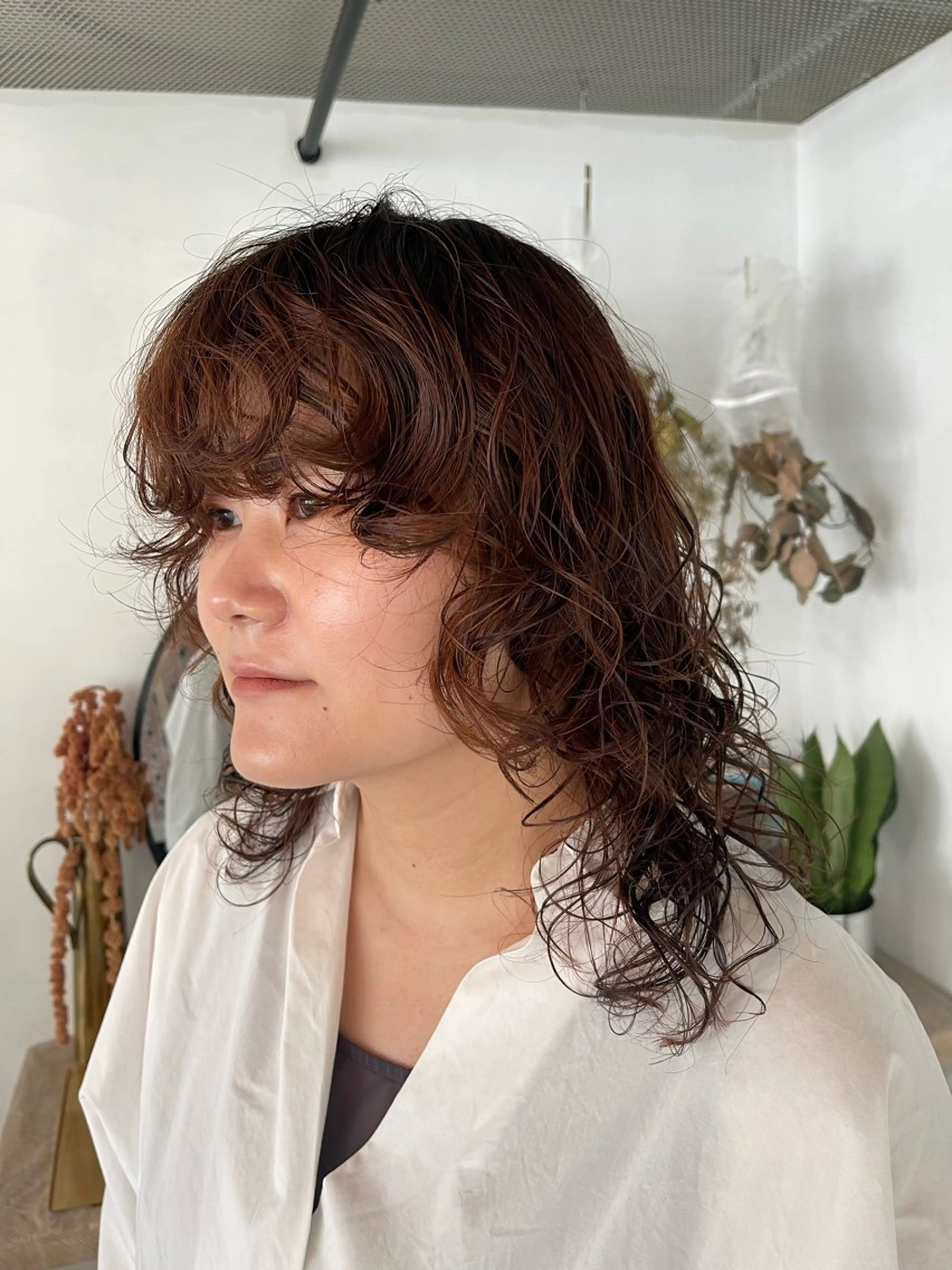 ミディアム パーマ ミディアムパーマ 顔周りカット レイヤーカット パーマ レイヤー/ボブ /河内温太のヘアスタイル