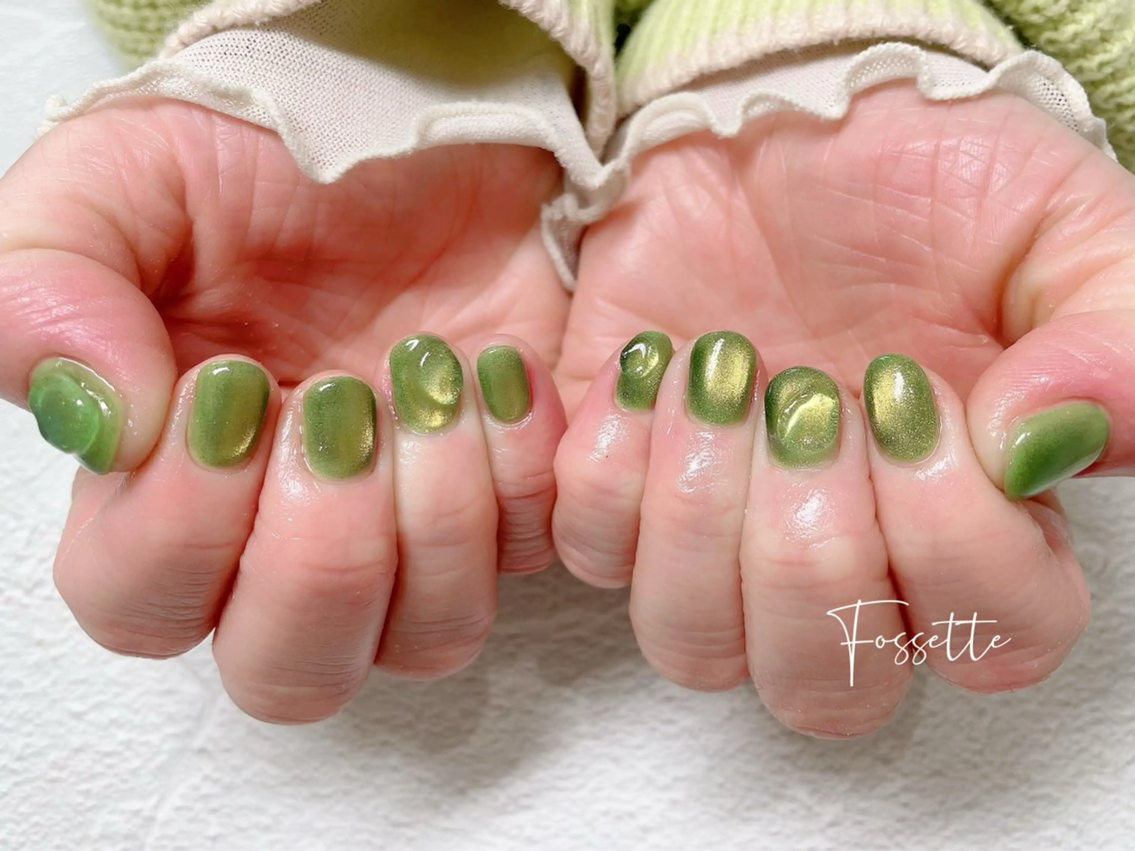 ネイル 氷ネイル・うるうるネイル キラキラネイル マグネットネイル ぷっくりネイル ショートネイル nailsalon Fossetteのネイルデザイン