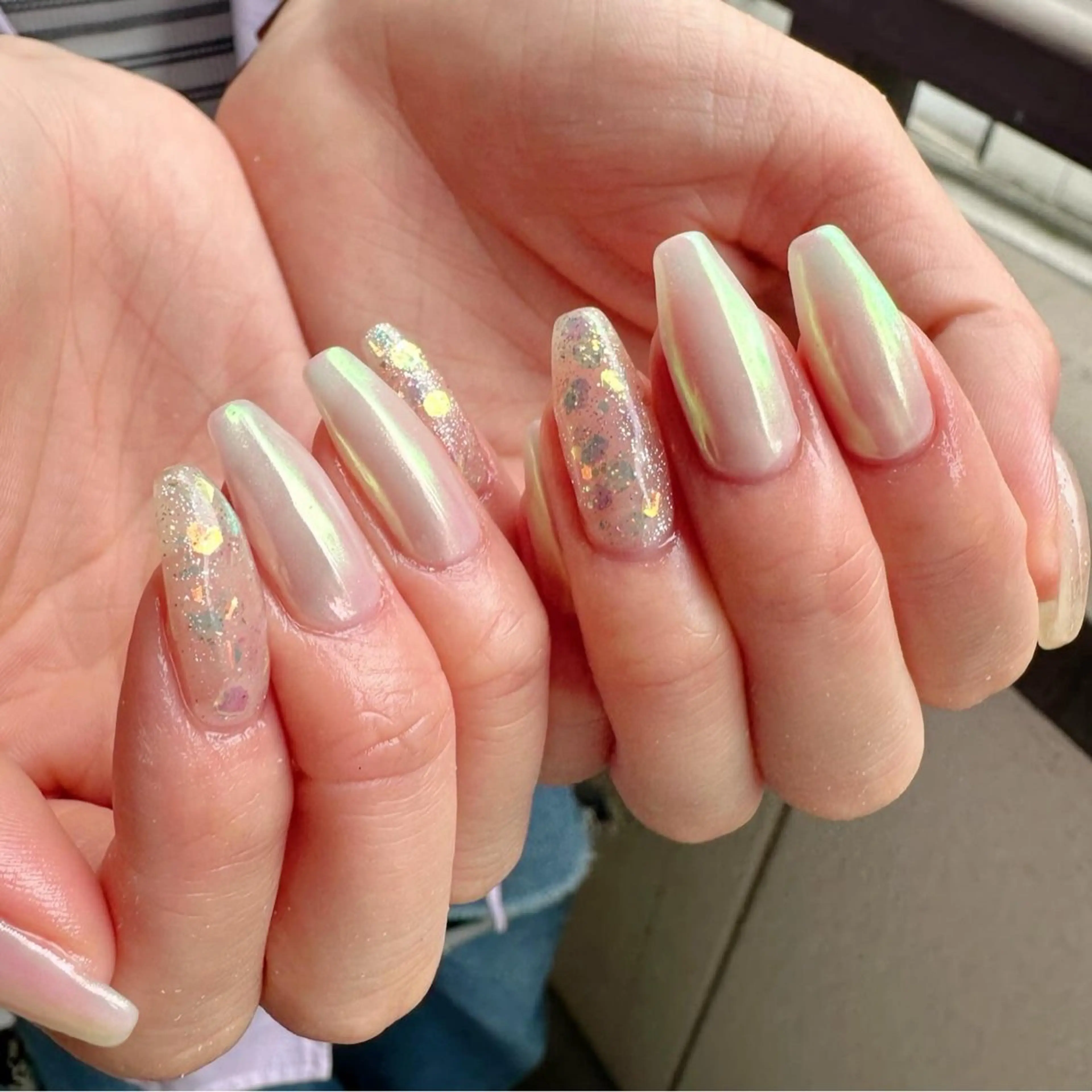 ネイル オーロラネイル ホログラムネイル 氷ネイル・うるうるネイル キラキラネイル 韓国ネイル 🪞KAPE NAIL 🪞のネイルデザイン