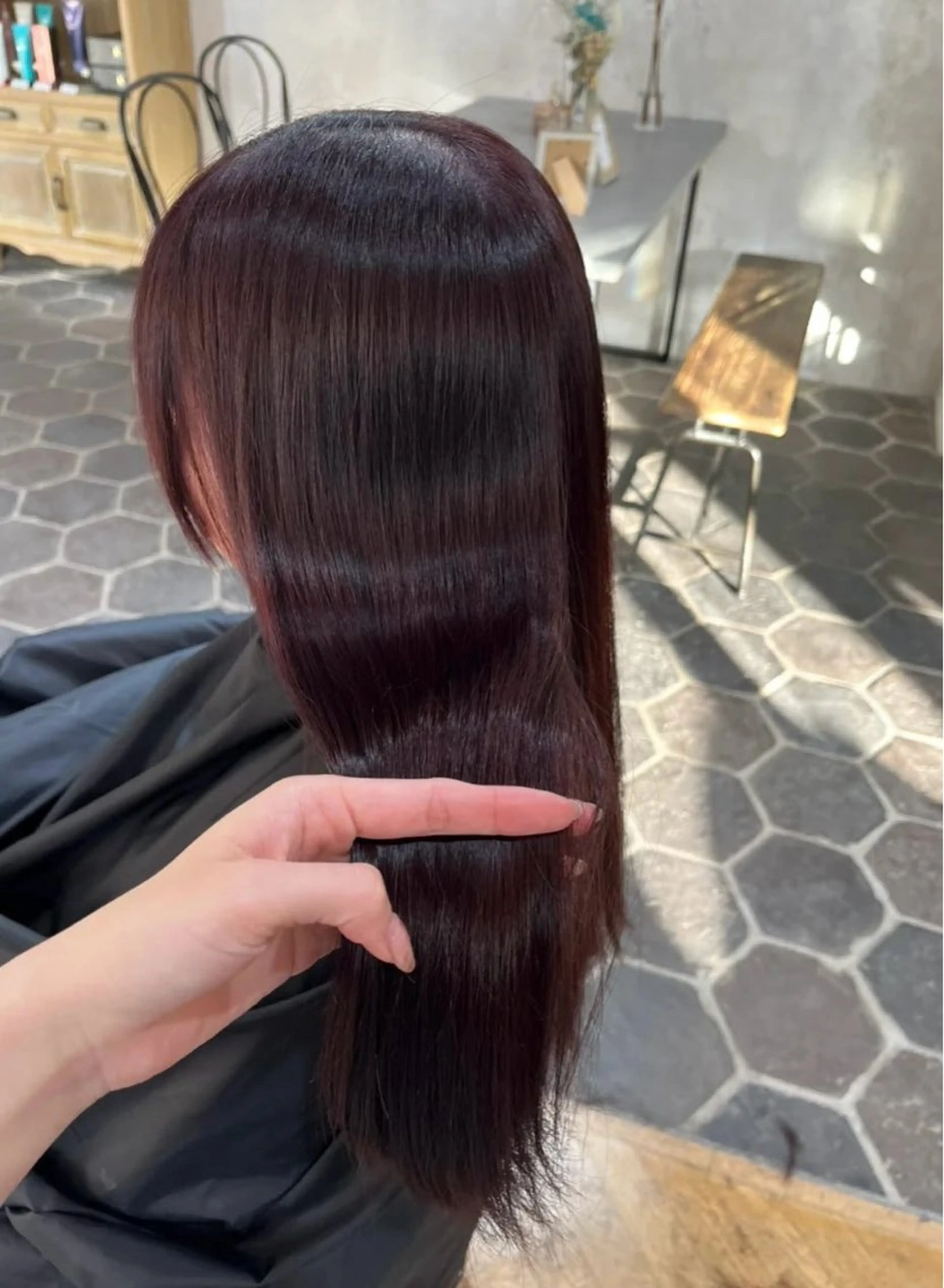 ロング カラー パーマ カット ヘアカラー 縮毛矯正 艶カラー/縮毛矯正 /韓国ヘア/はるたのヘアスタイル