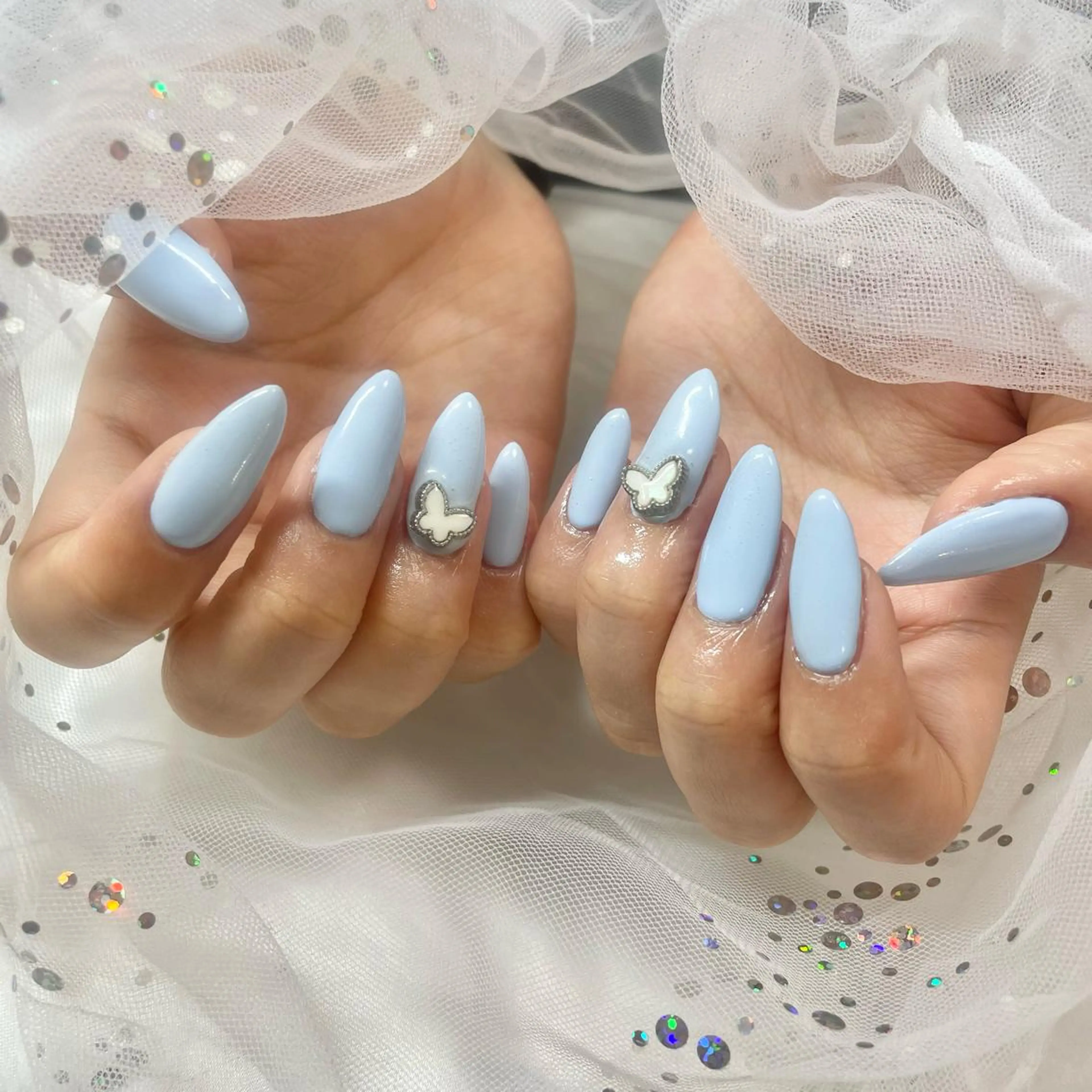 ネイル 水色 シンプルネイル ハンドネイル 🎀AYAKO 🎀中韓ネイルのネイルデザイン