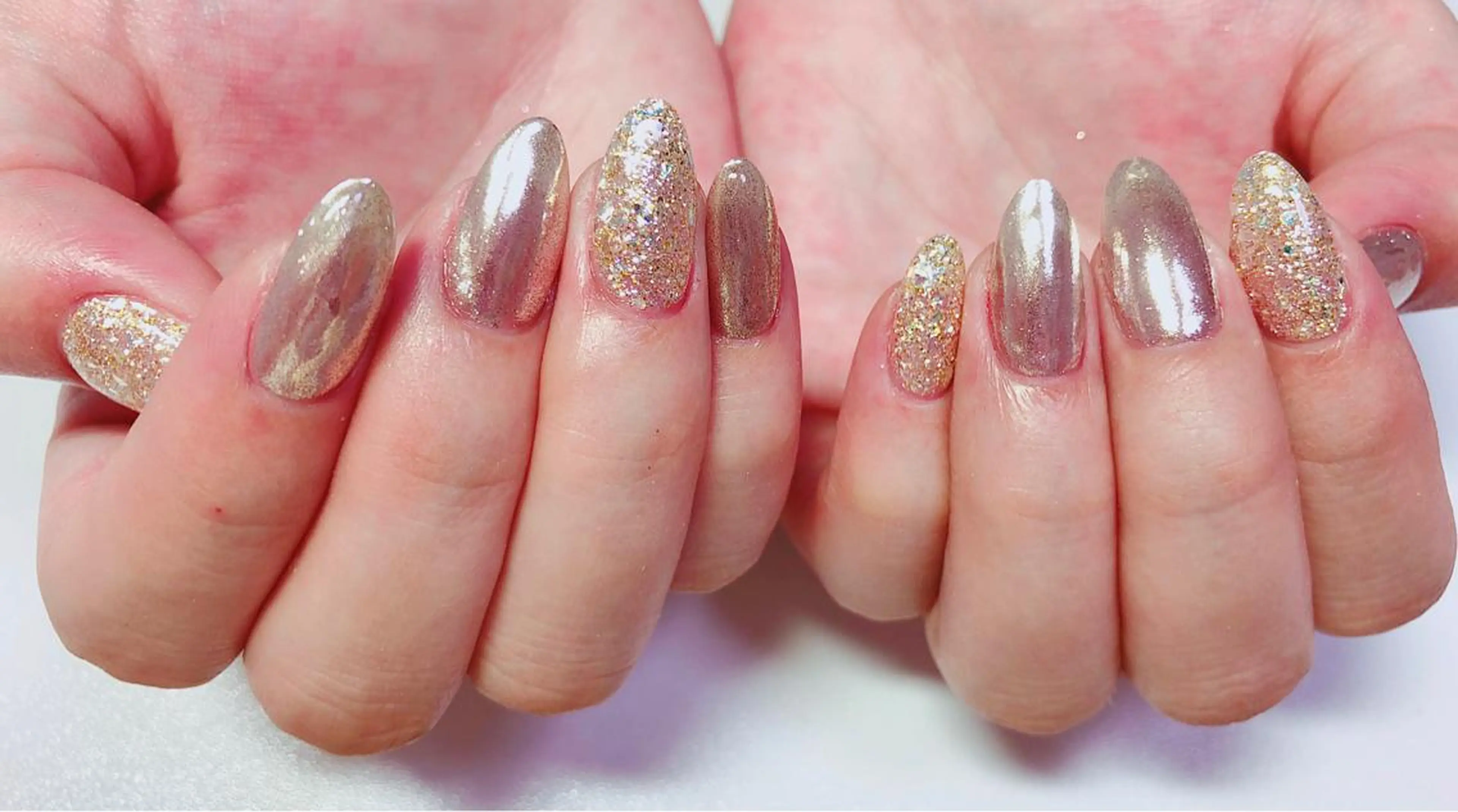 ネイル ラメ(グリッター) ミラーネイル ハンドネイル Riz nailのネイルデザイン