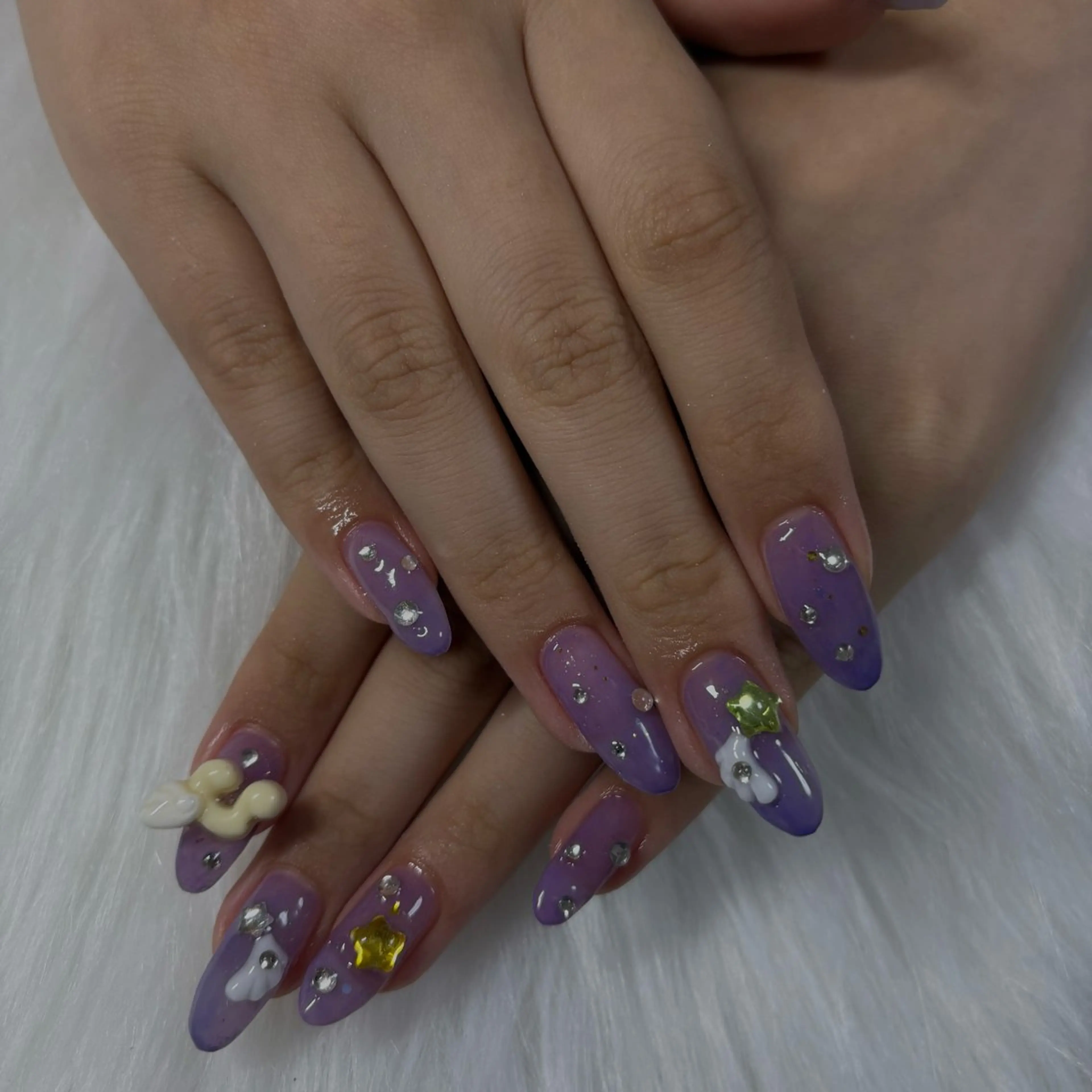 ネイル ブルー クリアネイル 長さ出し フットネイル ハート vante_ aimiのネイルデザイン