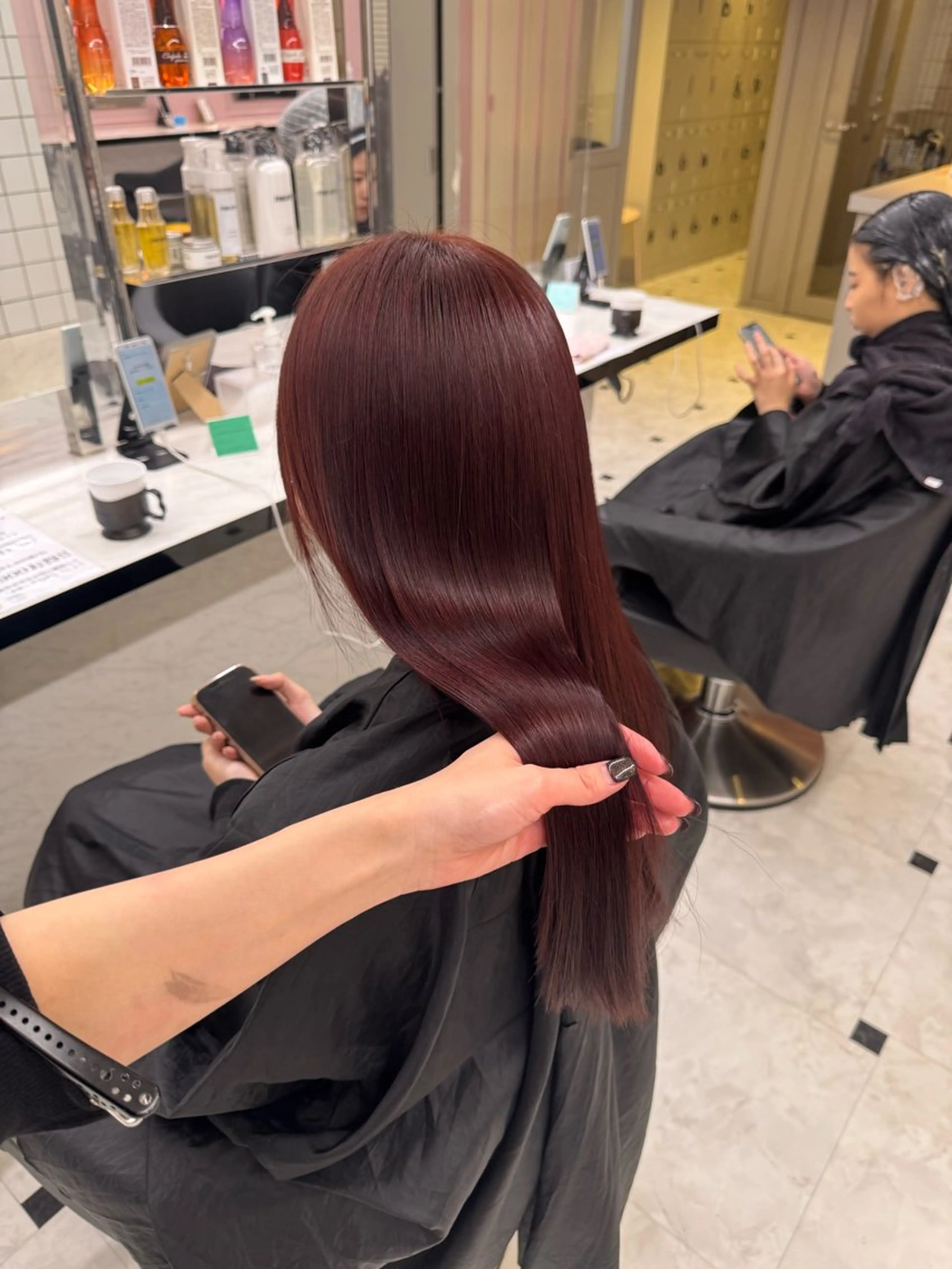 ロング ヘアカラー トリートメント ヘッドスパ ヘアセット 韓国ガーリー🤍暖 色カラー🤍misaのヘアスタイル