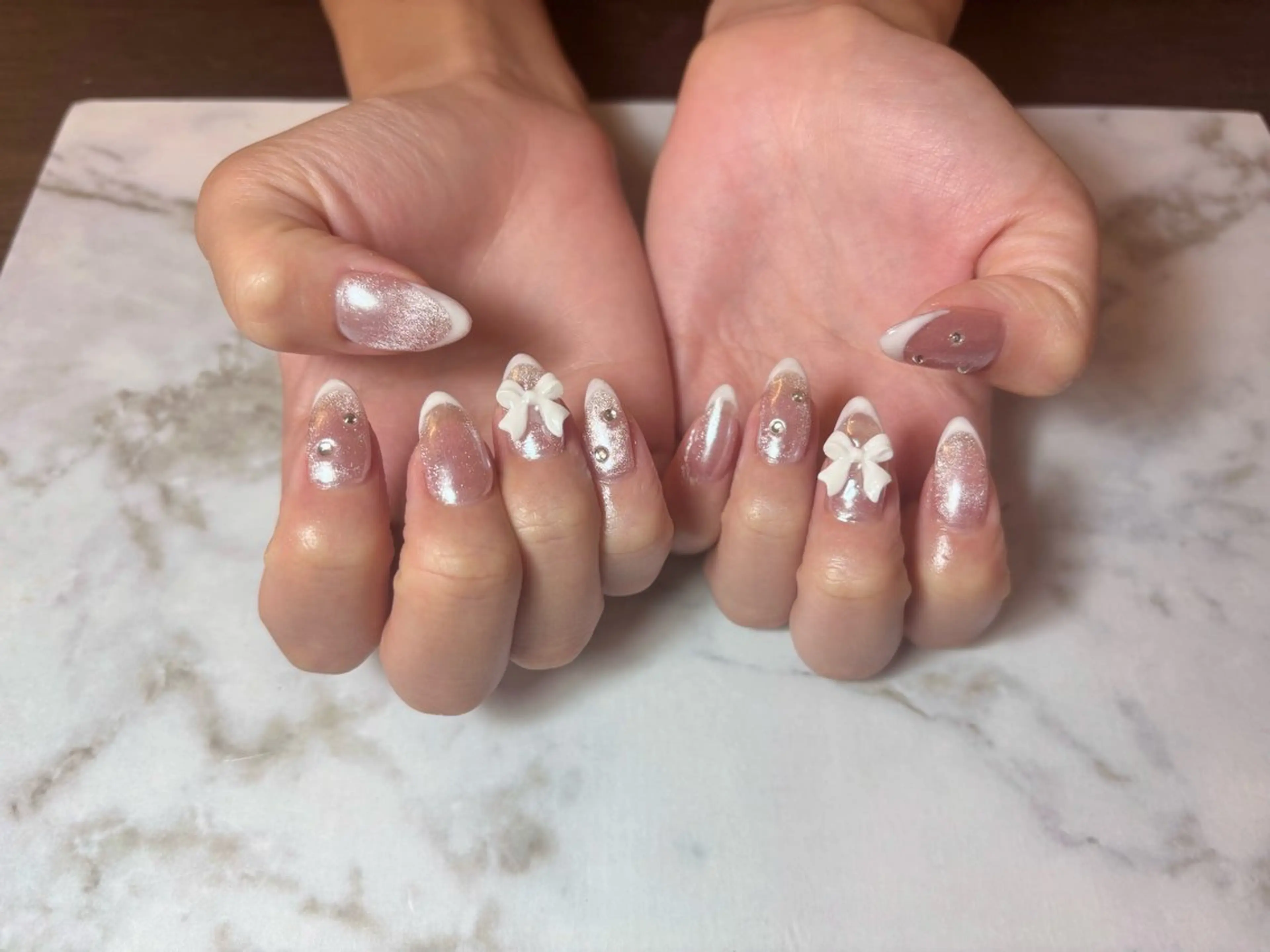 ネイル フレンチネイル マグネットネイル ピンク ShuShu Nail所属・ShuShu Nailのネイルデザイン