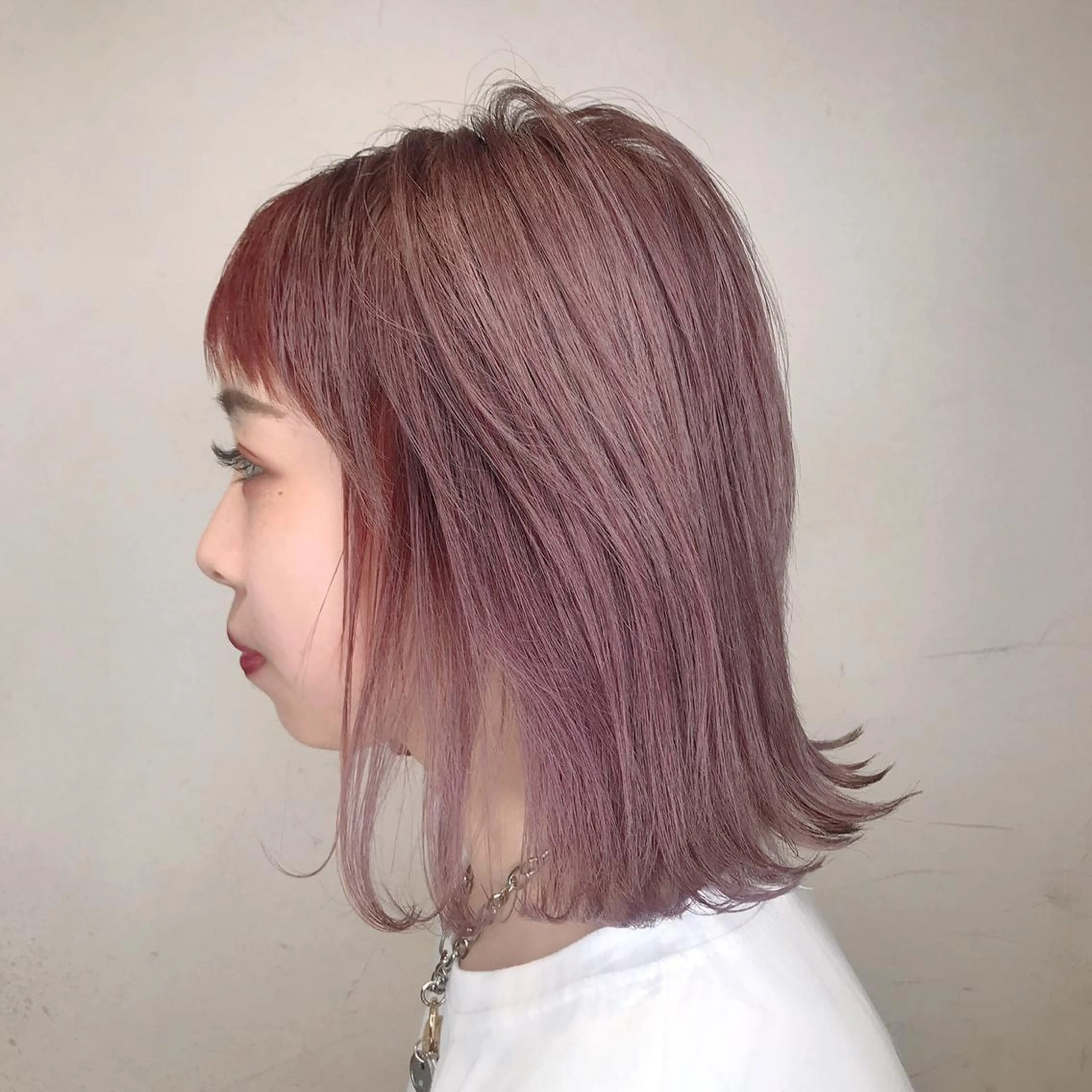 カラー ラベンダーカラー ピンクカラー ピンクラベンダー 黒田 菜結のヘアスタイル