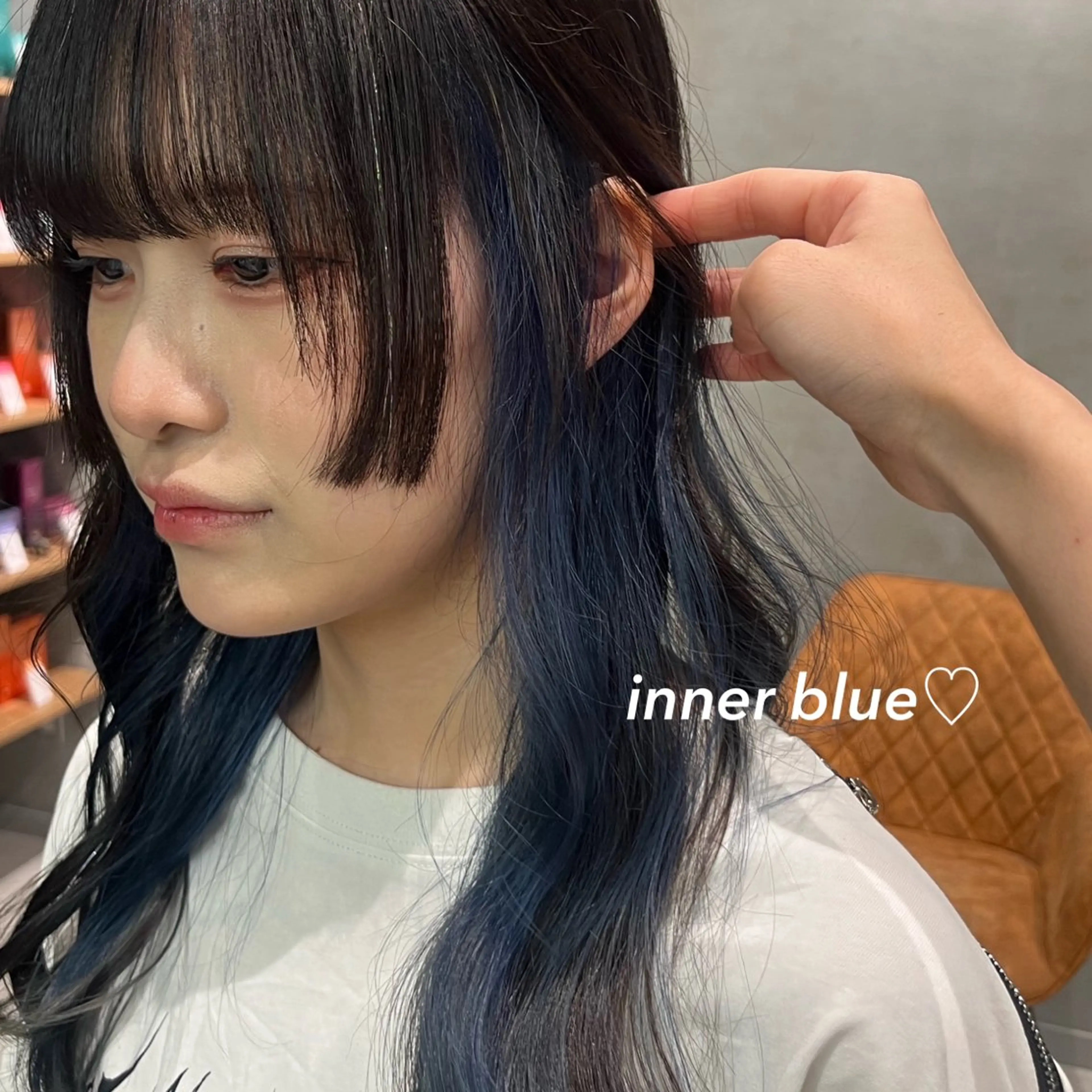 セミロング カラー ブリーチ ブルーカラー 透明感カラー カット ヘアカラー インナーカラー🎧♡ ヘアメ🎀くめののヘアスタイル