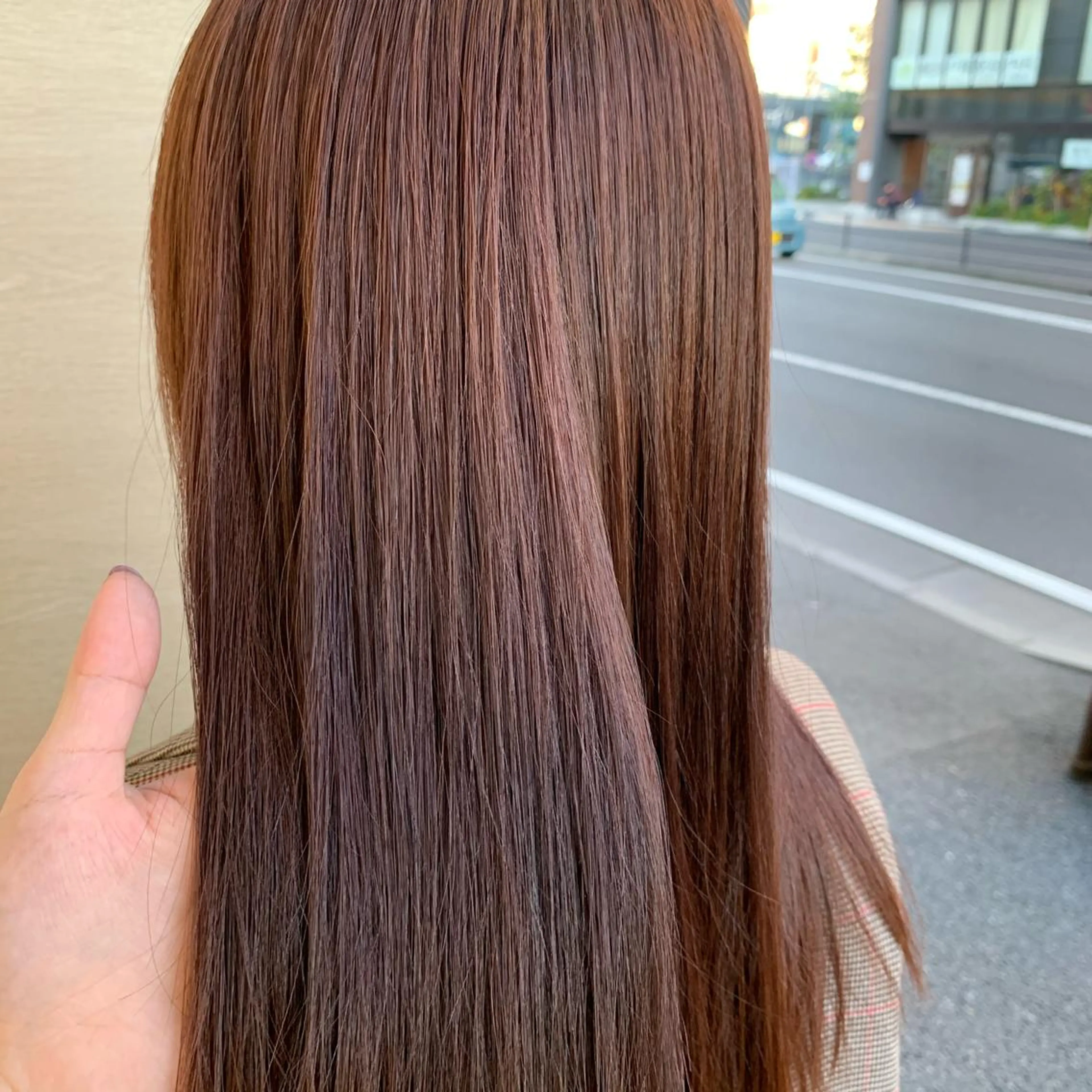 セミロング カラー ブラウンカラー ピンクカラー ピンクブラウン ヘアカラー トリートメント ウスイ ハルカのヘアスタイル