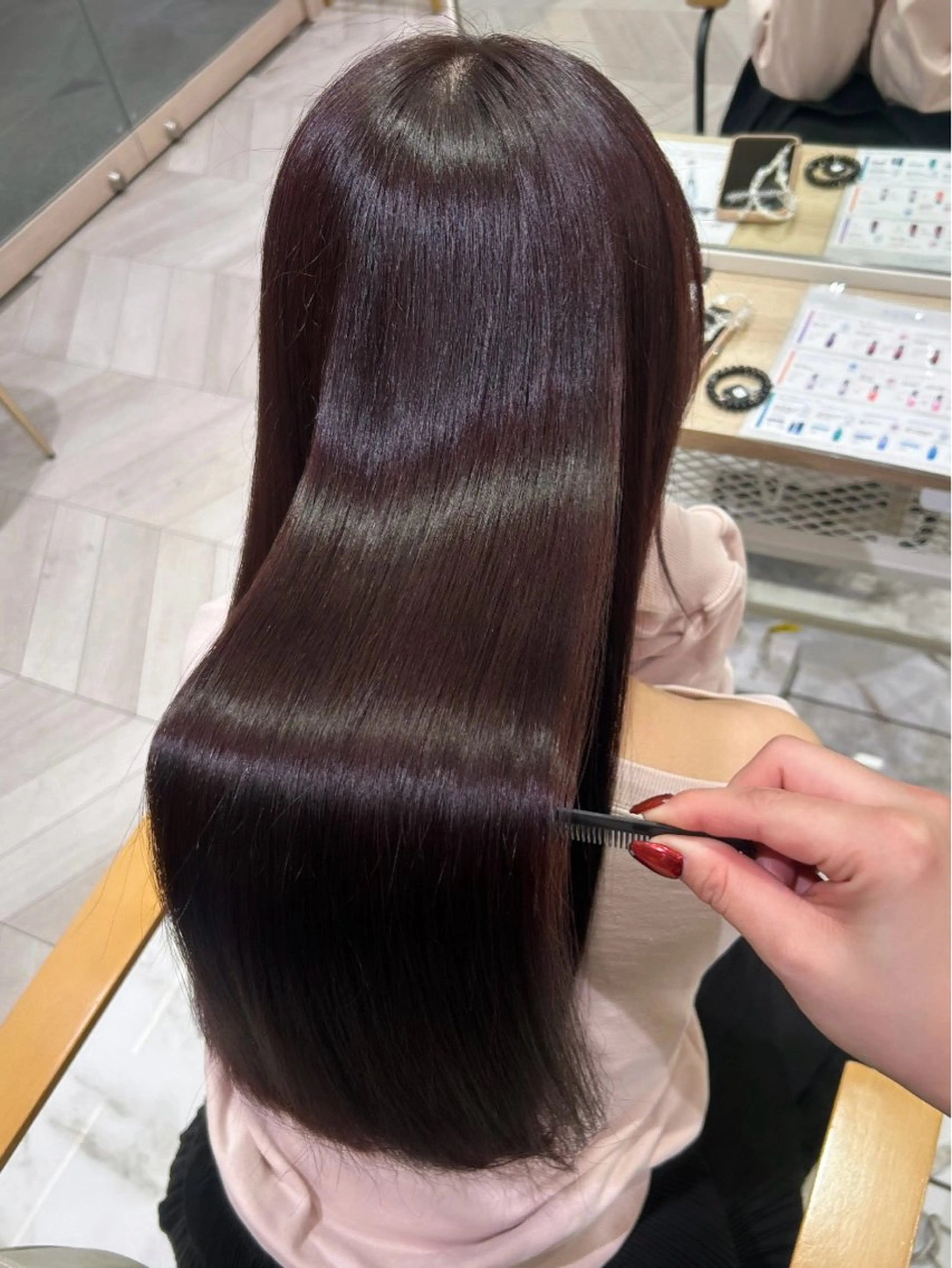 ロング カラー 髪質改善 トリートメント ヘアカラー トリートメント 🇰🇷韓国スタイル /束間まつげ🎀ミキのヘアスタイル