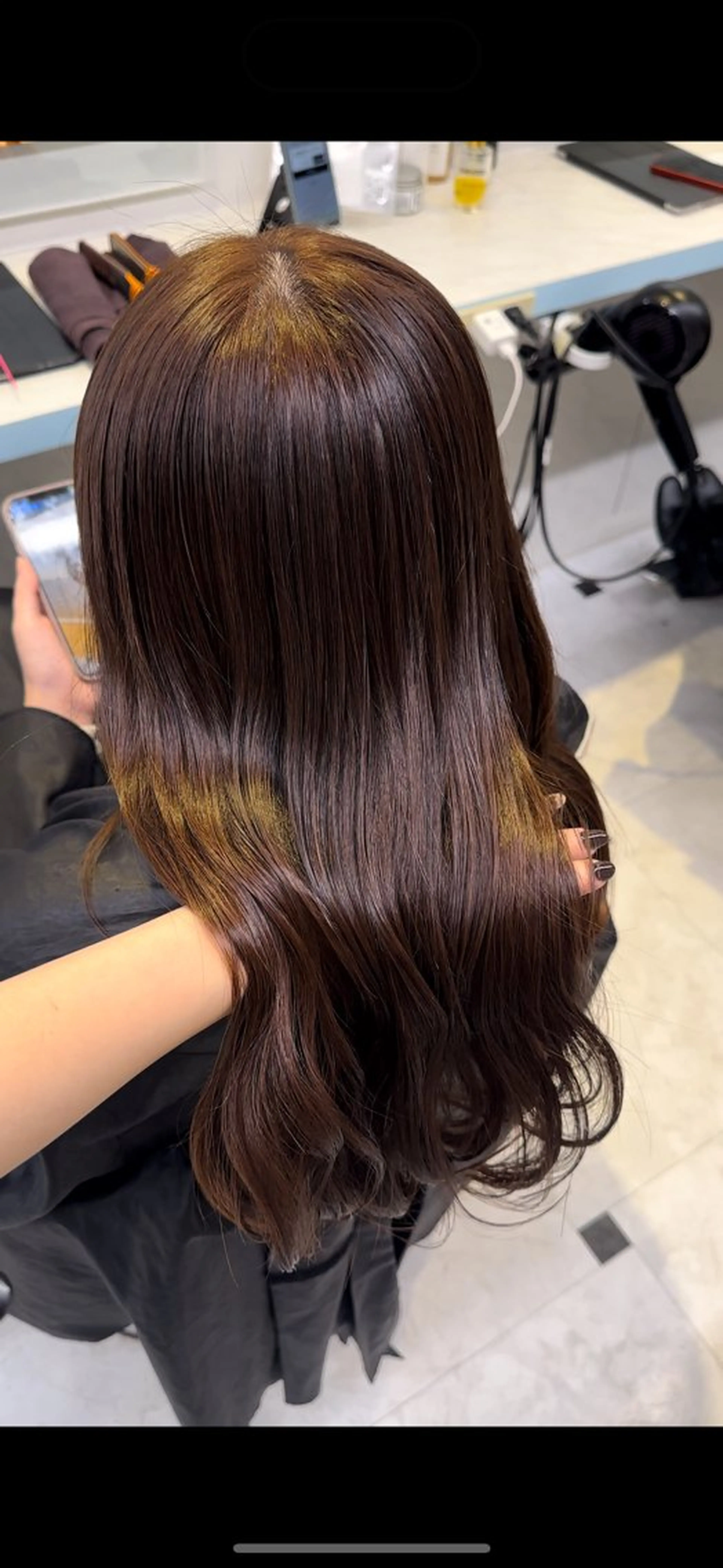ロング カラー ブラウンカラー マロンブラウン ヘアカラー トリートメント ♥️暖色モテカラ ー♥️由夏のヘアスタイル