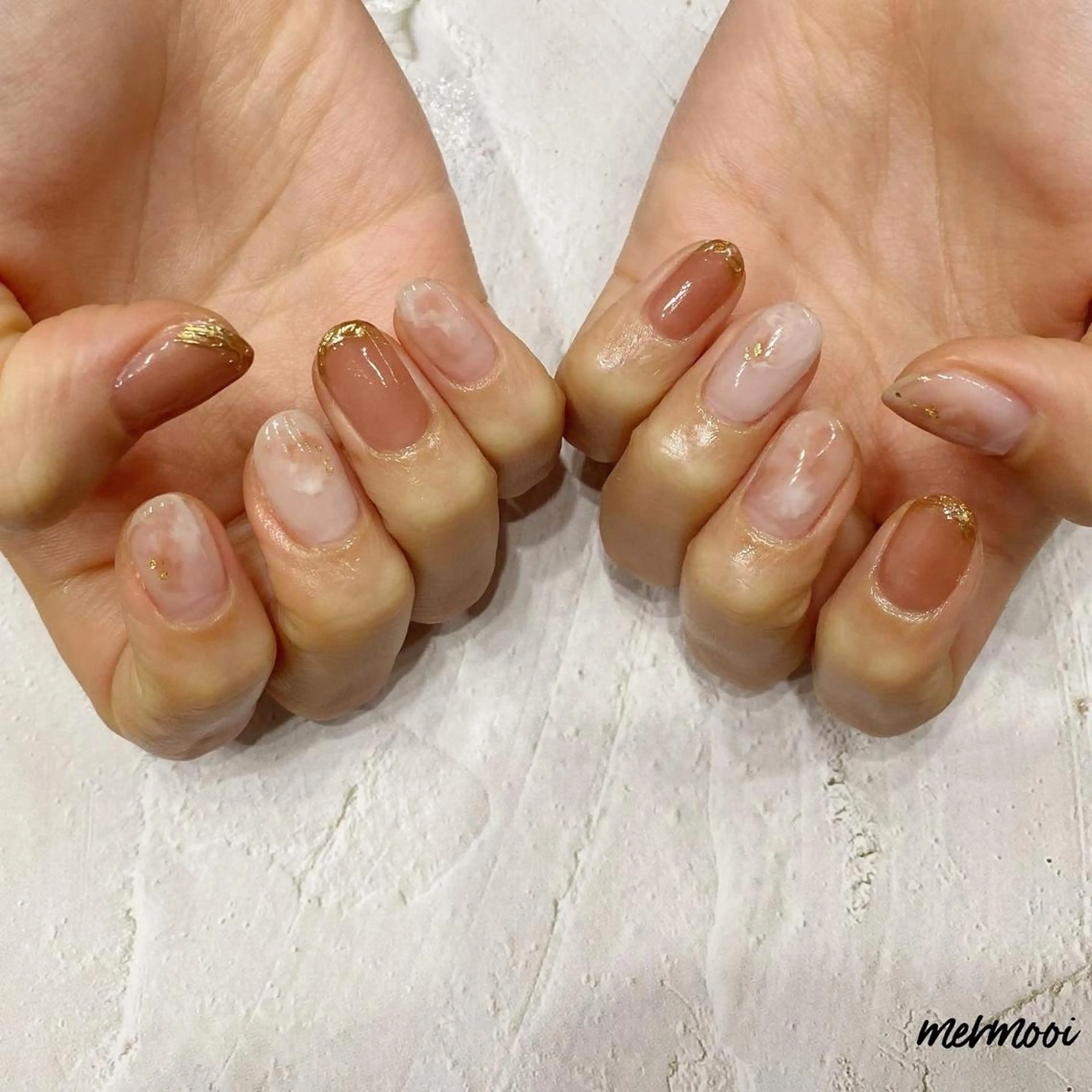ネイル フレンチネイル 氷ネイル・うるうるネイル マットネイル ミラーネイル ニュアンスネイル ハンドネイル mermooi nailのネイルデザイン