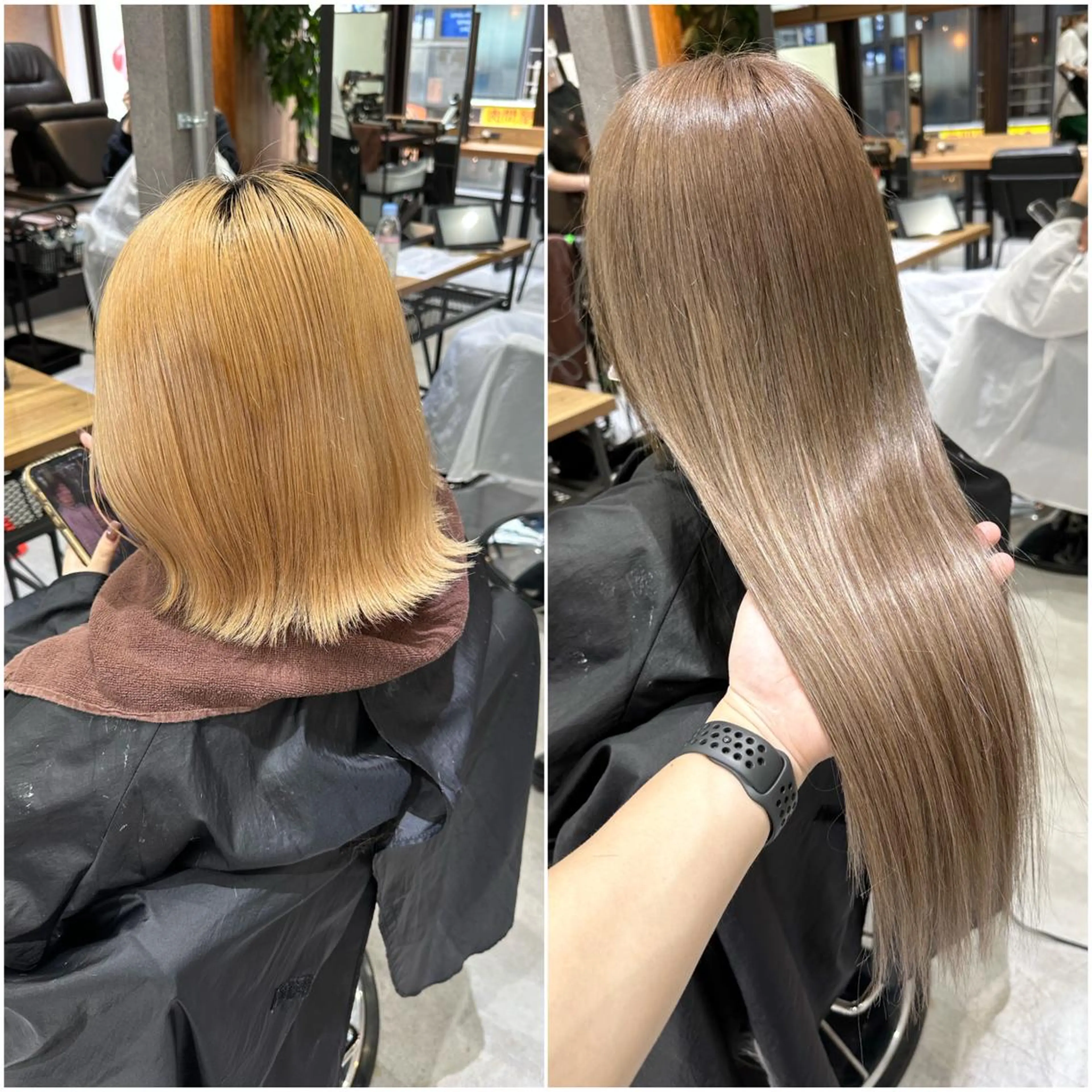 ロング カラー ベージュカラー エクステ 髪質改善 ヘアカラー エクステ 池袋🧡ダブルカラー /馴染ませエクステのヘアスタイル