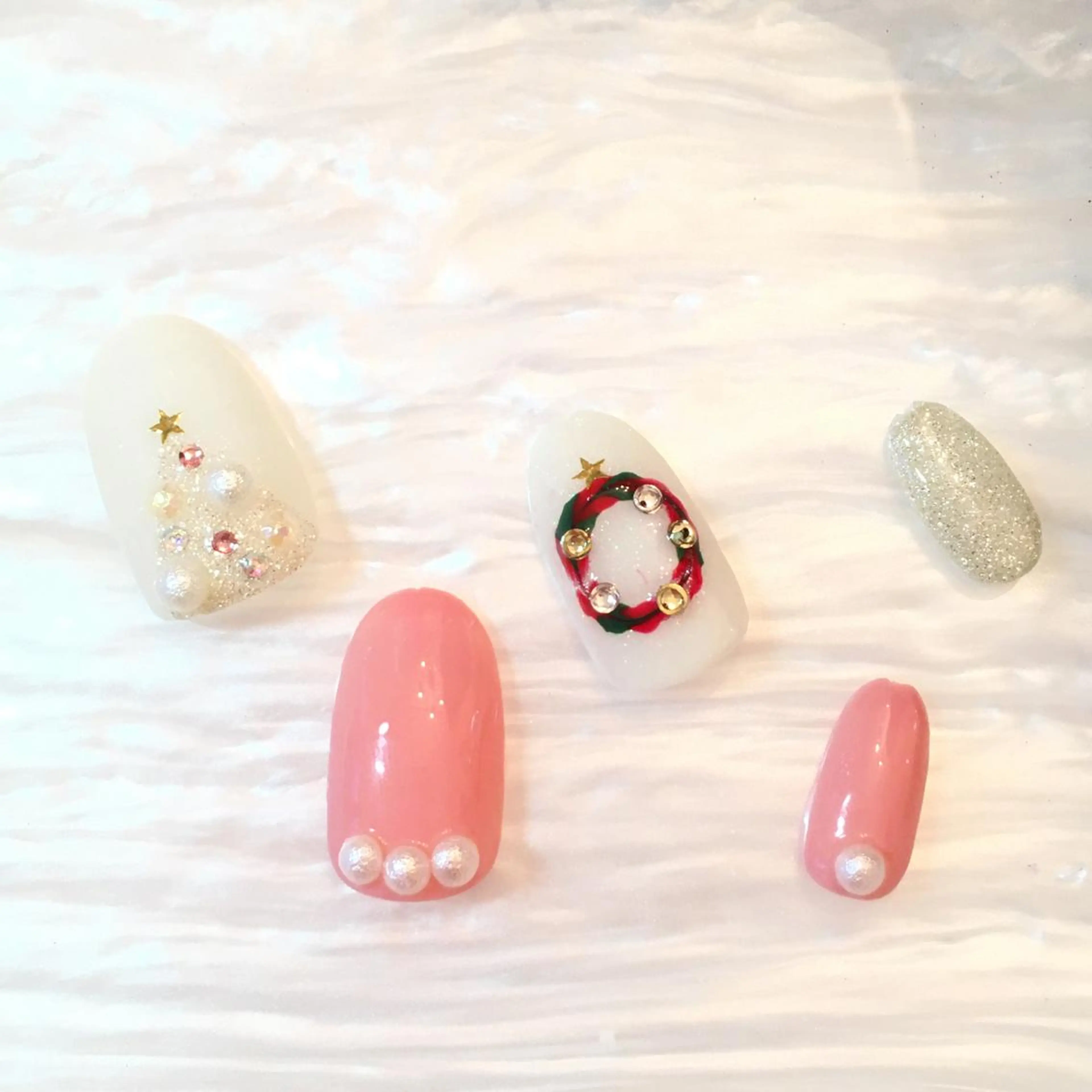 ネイル ピーコックネイル 冬ネイル クリスマス ネイルサロン ショコラのネイルデザイン