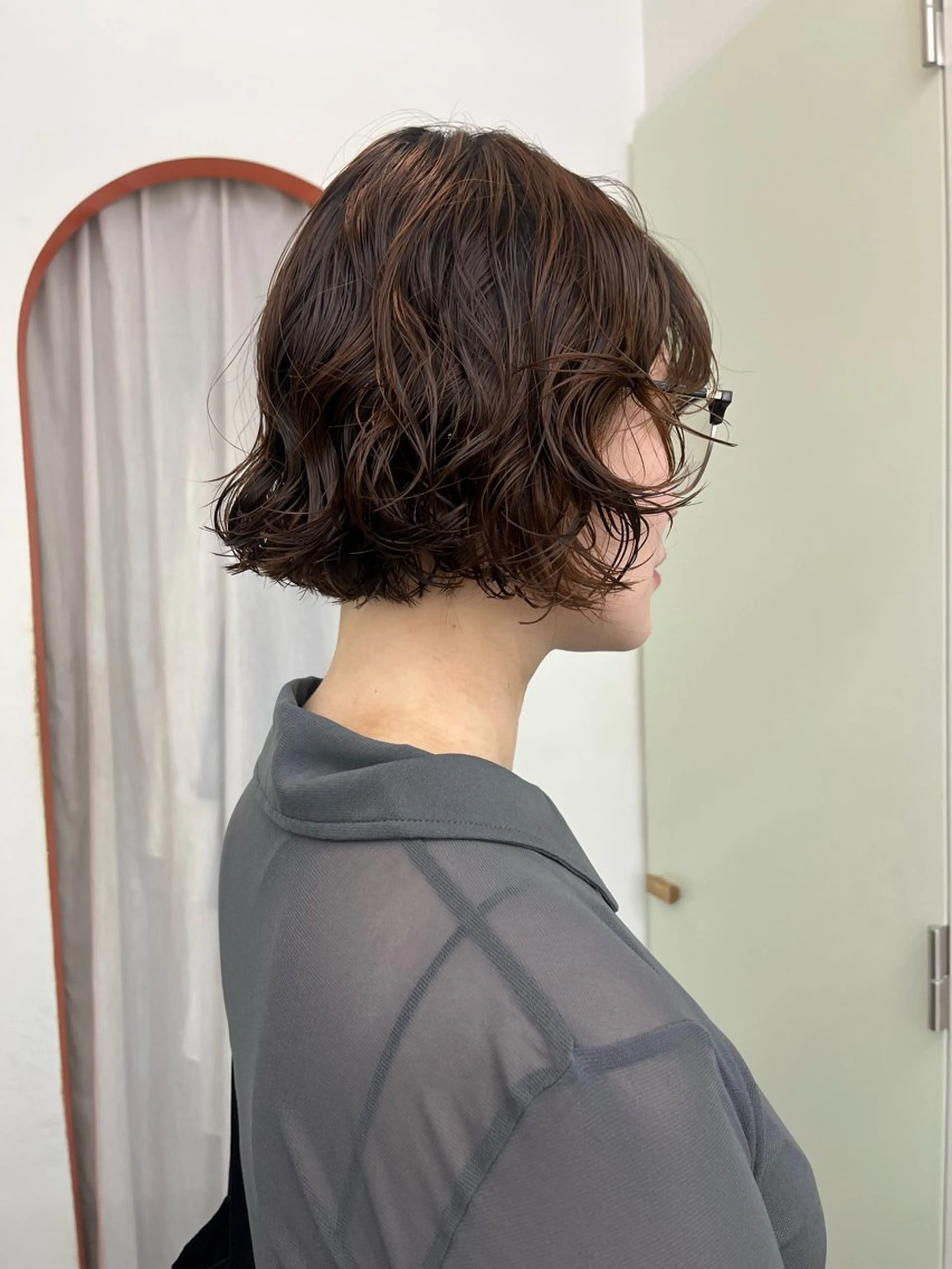 ショート パーマ レイヤー/ケアパーマ /ニュアンス/モードのヘアスタイル