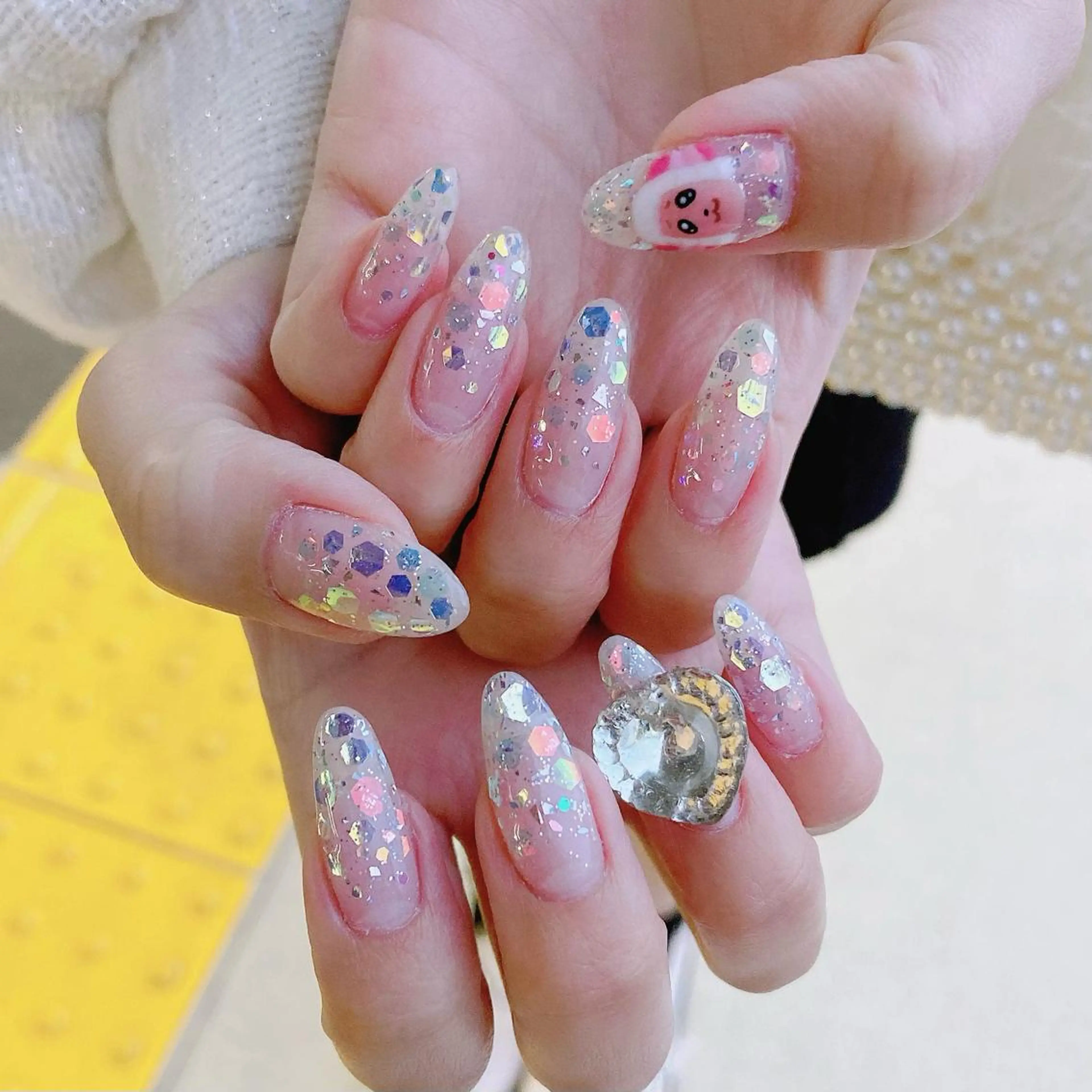 ネイル 入学式 ジェルネイル キラキラネイル パラジェル 春ネイル ハンドネイル Nail Kのネイルデザイン