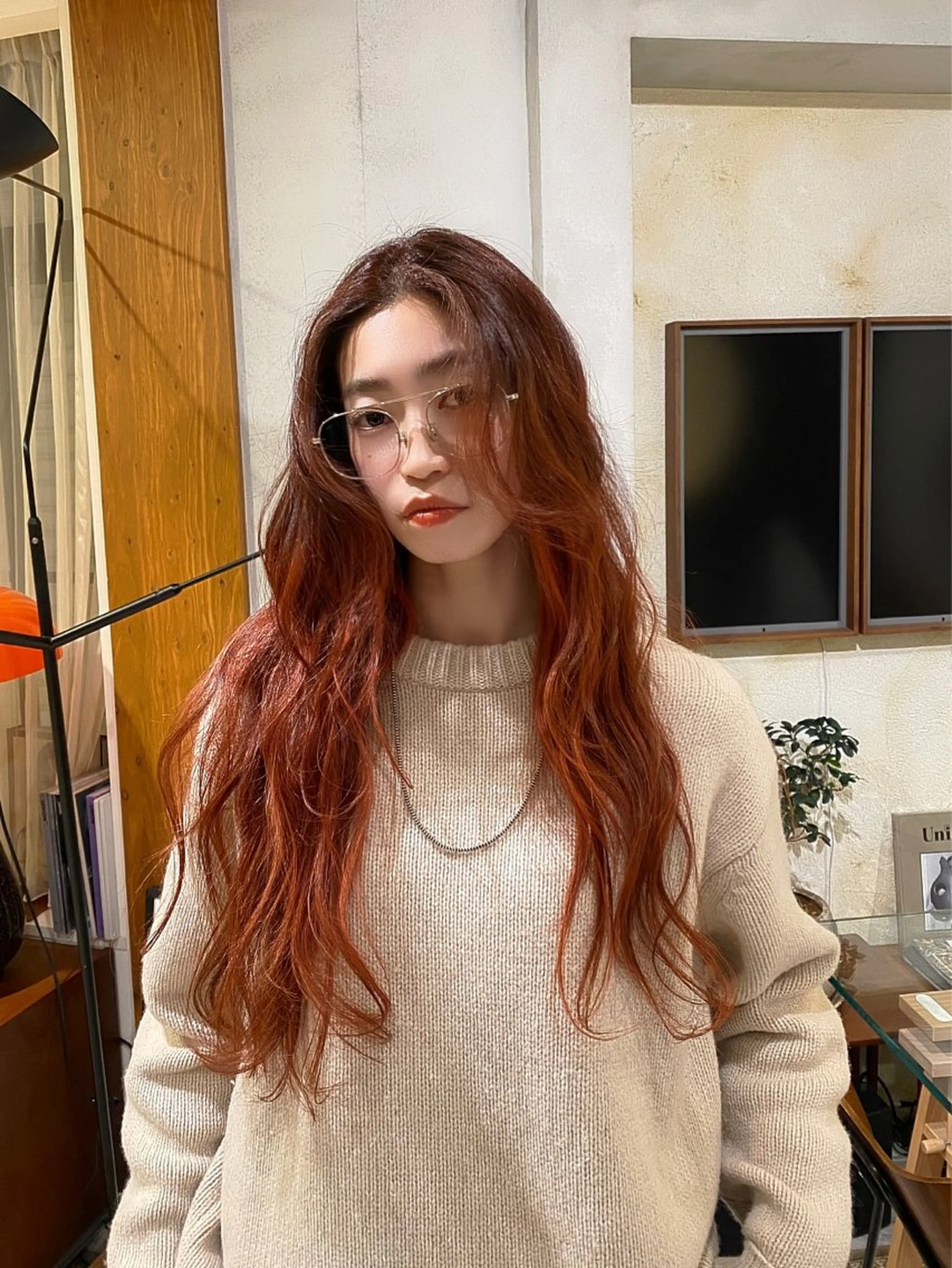 ロング カラー ブラウンカラー インナーカラー オレンジ オレンジブラウン 縮毛矯正・カラー🪮 下野成美のヘアスタイル