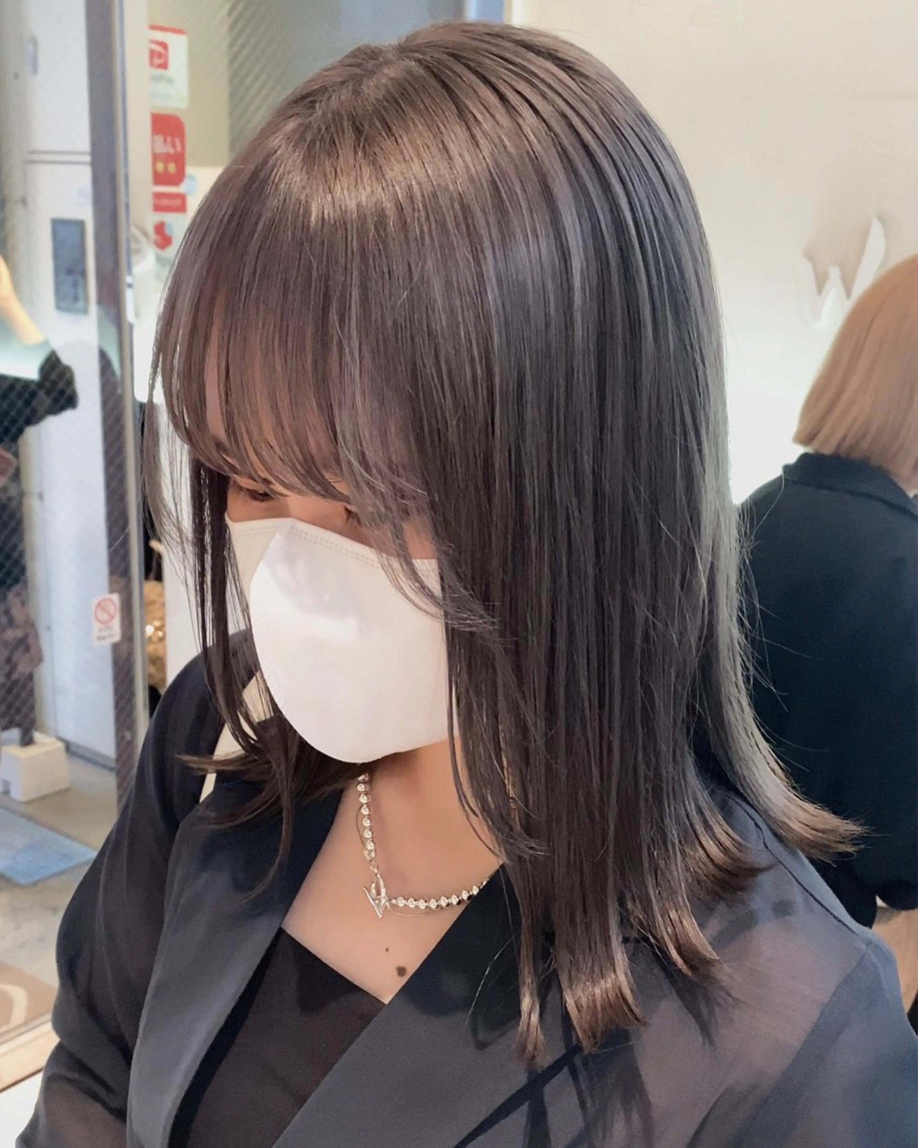 セミロング カラー グレージュ ラベンダーカラー ラベンダーグレージュ ラベンダーグレー Agu hair TENOE大宮氷川参道店所属・☀️透明感艶感カラー 増田魁土☀️のヘアスタイル