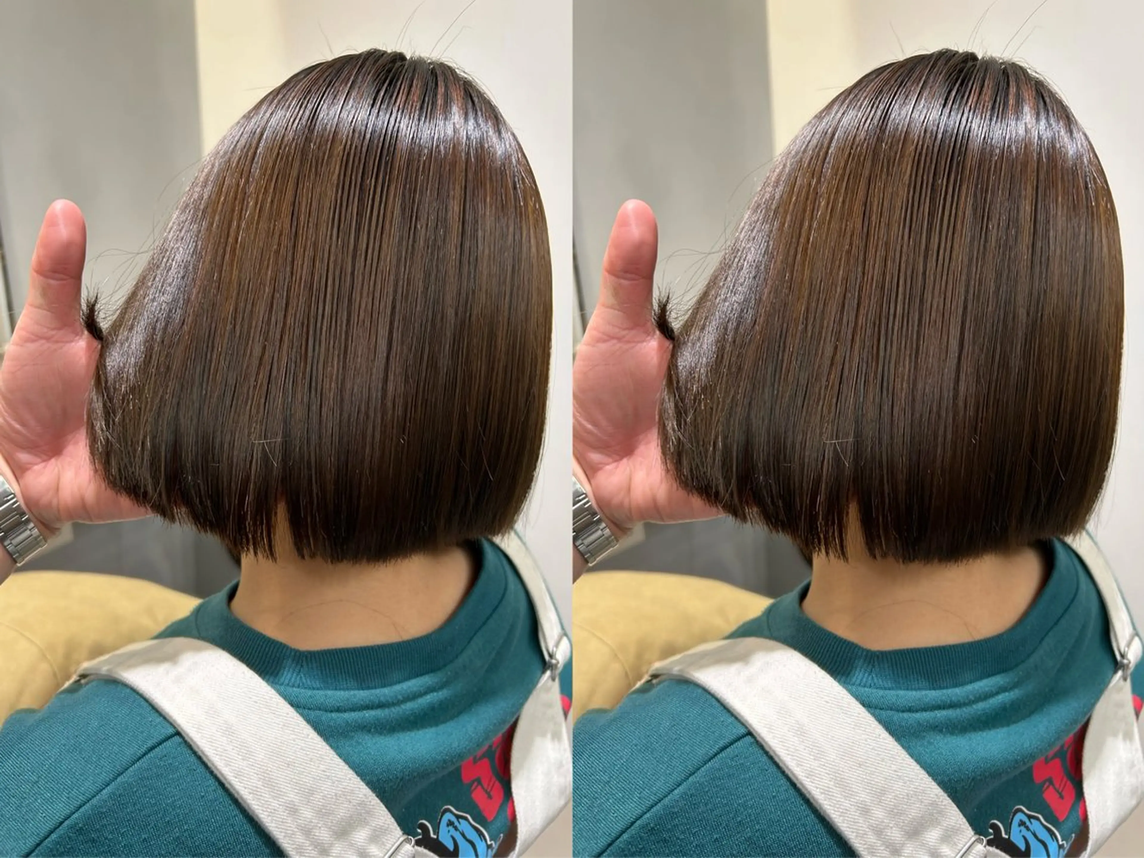 ショート ボブ 縮毛矯正 カット 縮毛矯正 結べるくびれボブ/透 明感カラーtaigaのヘアスタイル