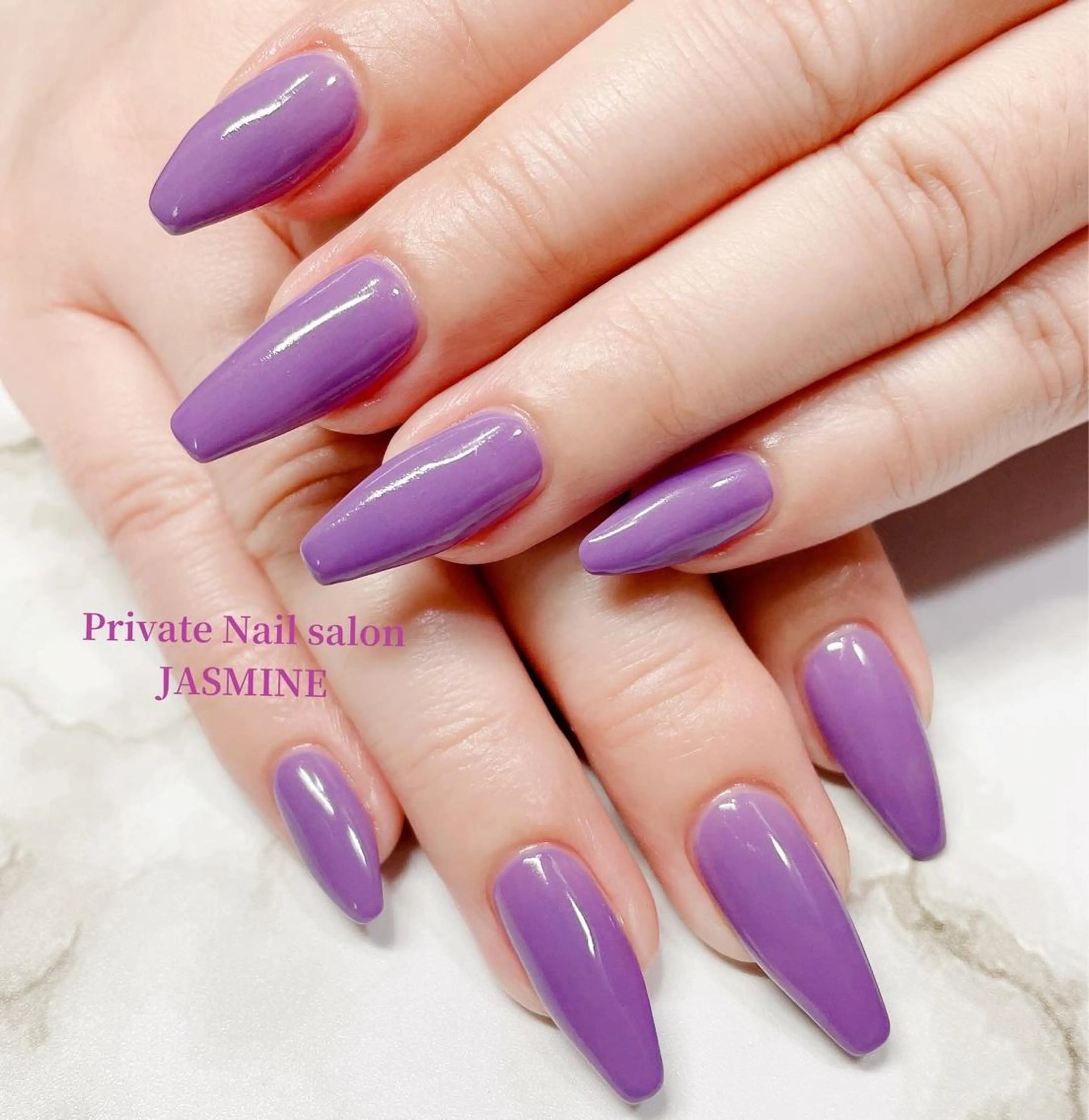 ネイル ワンカラーネイル パープル ハンドネイル Nail salon JASMINEのネイルデザイン