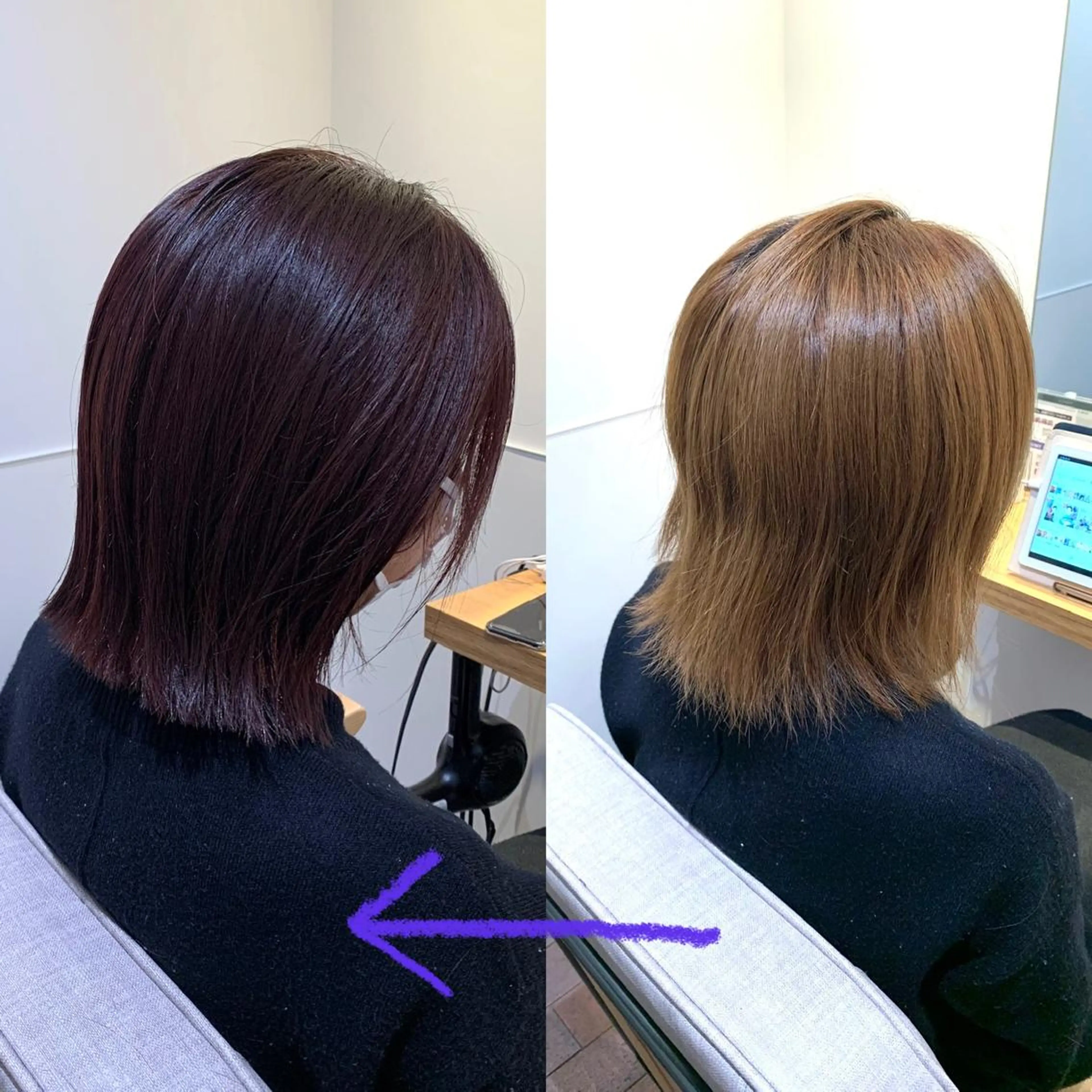 ミディアム カラー ピンクカラー カット ヘアカラー トリートメント GO TODAY SHAiRE SALON 梅田店所属・柔らかくすみカラー ボブ/ショートのヘアスタイル