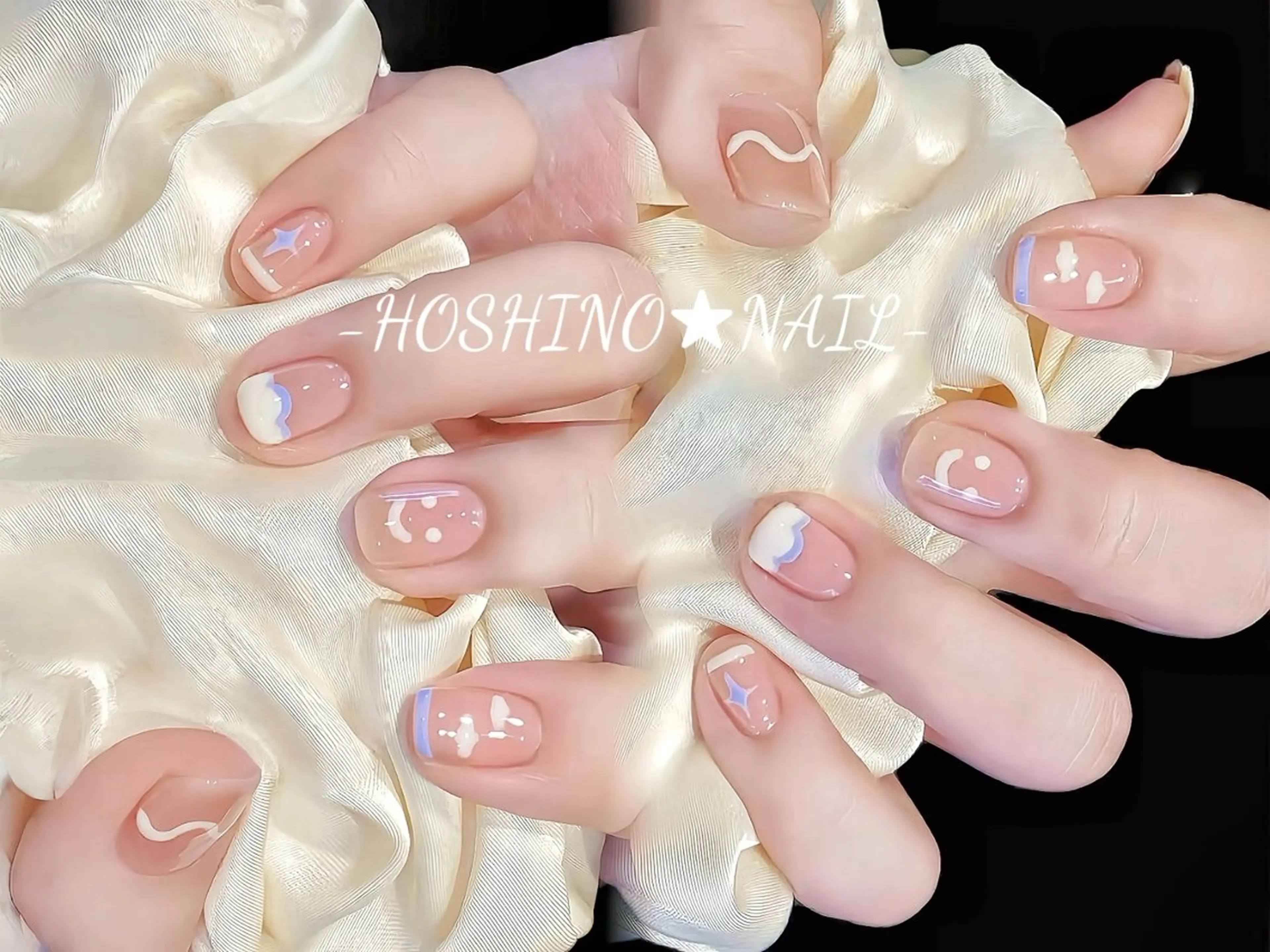 ネイル オーロラネイル チークネイル ドット 長さ出し フットネイル ハンドネイル ★HOSHINO NAIL★新宿店のネイルデザイン